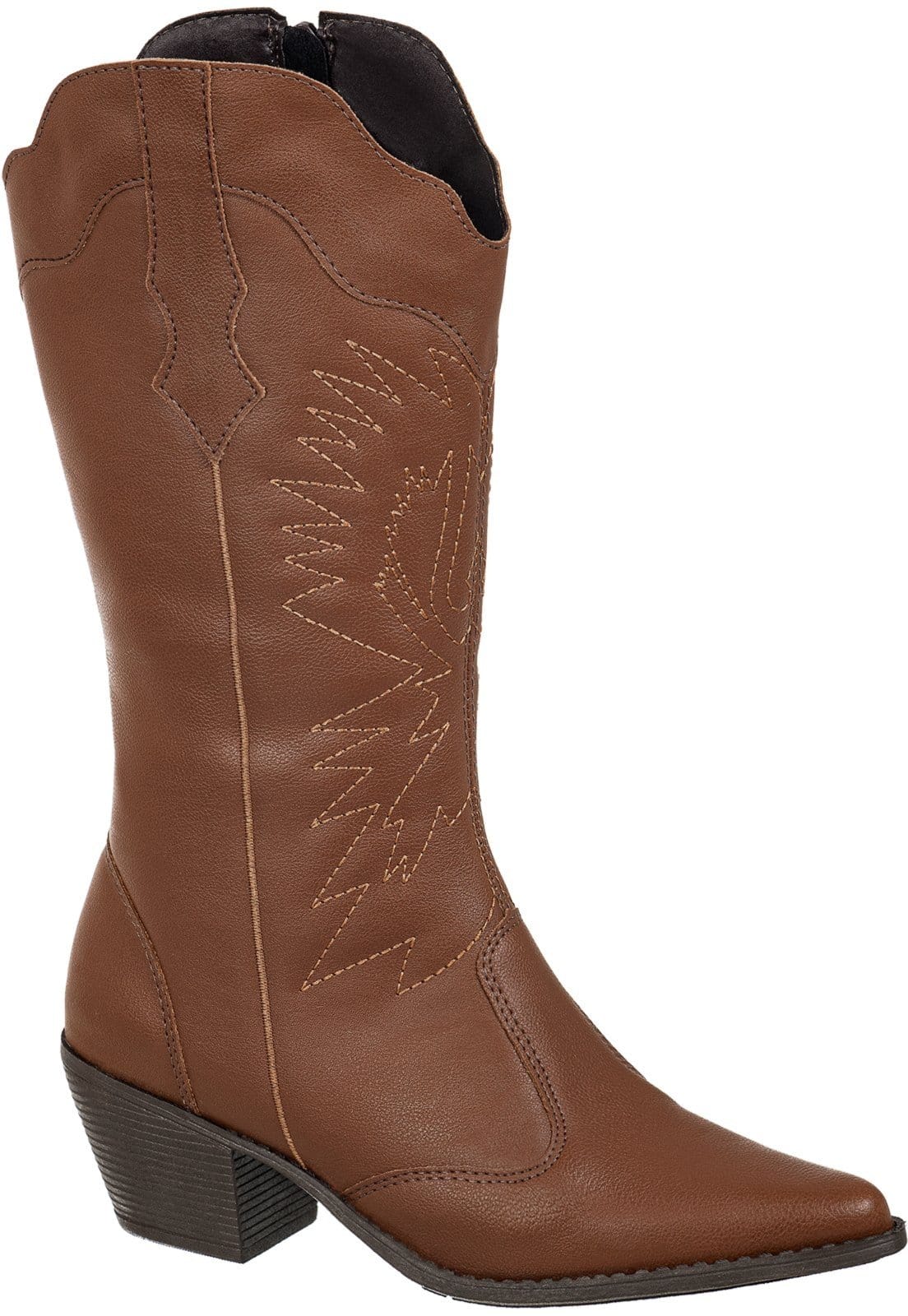 Vista principal Bota Texana Country Gigil Western Cano Médio Bordada Gigil caramelo/castanho/marrom