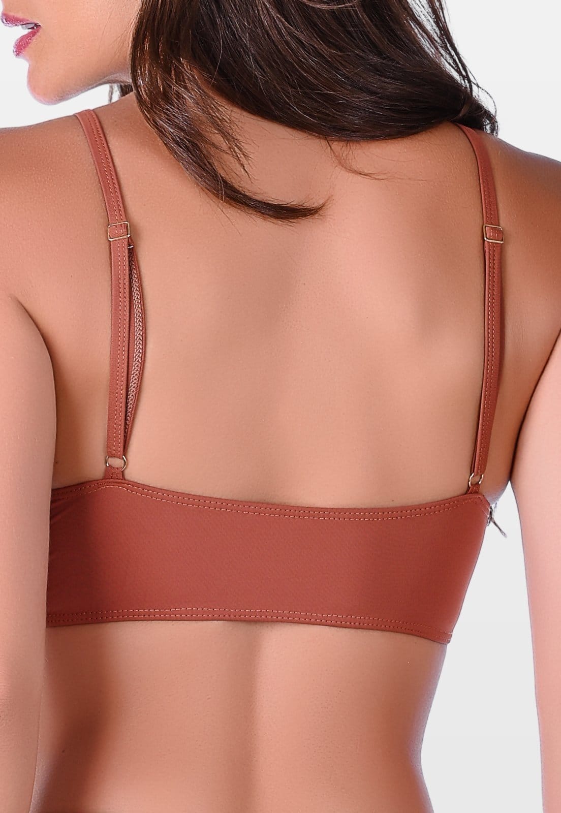 Vista 2 Top Summer Soul Cropped Transpassado Com Bojo Removível Summer Soul marrom