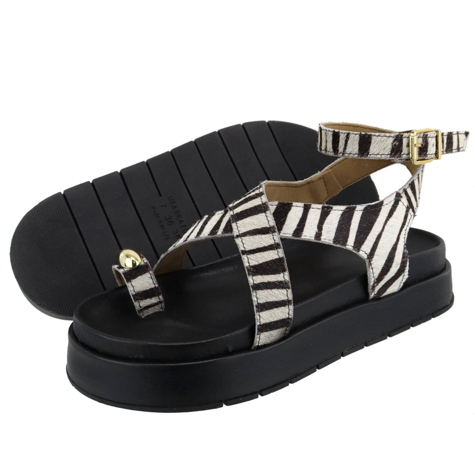 Vista 2 Sandália Papete Feminina em X Plataforma Sola Alta Animal Print TELLINI STORE zebra