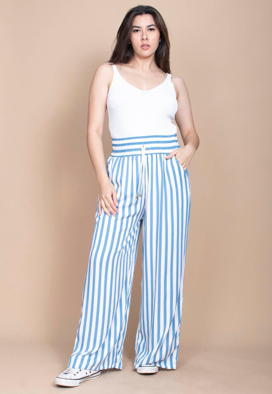 Vista 2 Calça Pantalona Cabanafree Elastic Blue Essence Cabanafree azul/branco/estampado blue