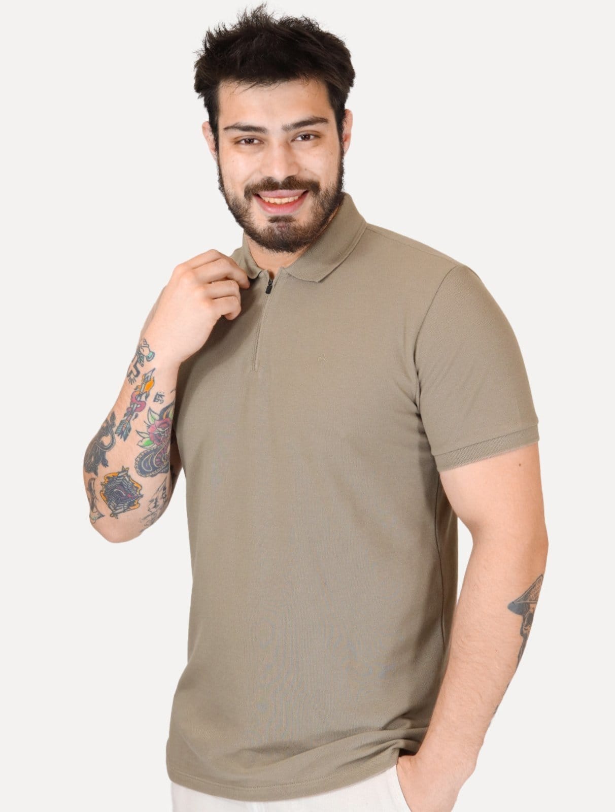 Polo Calvin Klein Masculina Piquet Slim Half Zip édio