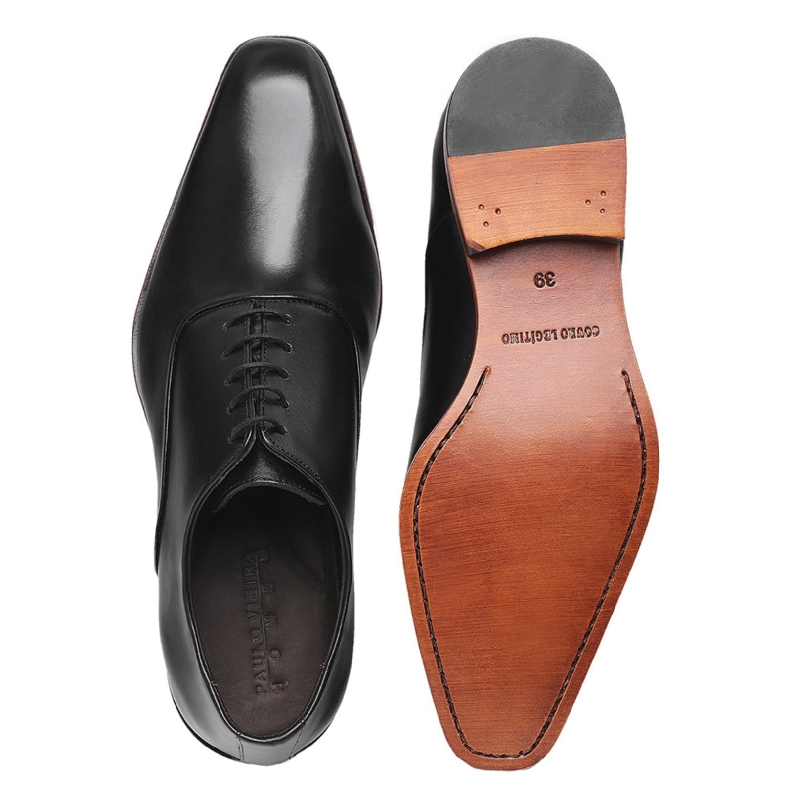 Vista 2 Sapato Social Oxford Olympus em Couro Paulo Vieira Homem cor Paulo Vieira Homem preto