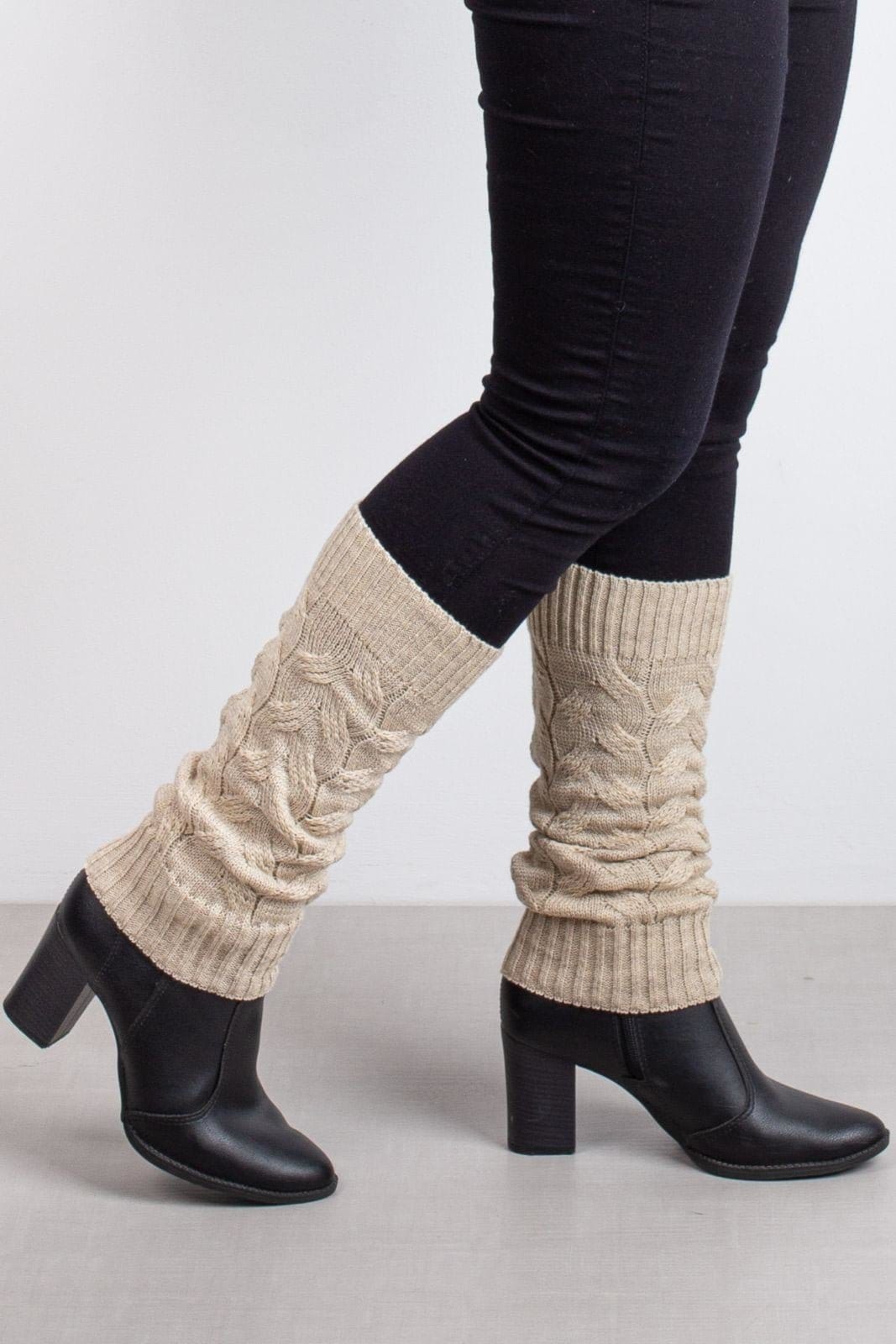 Polaina Enluaze Feminina De Malha Tricô Para Inverno - Cru