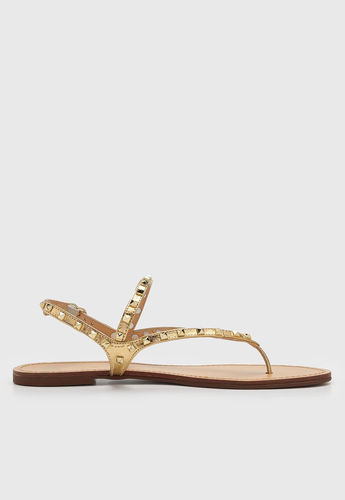 Vista 2 Rasteira Feminina Luiza Barcelos Tachas Dourada Luiza Barcelos dourado