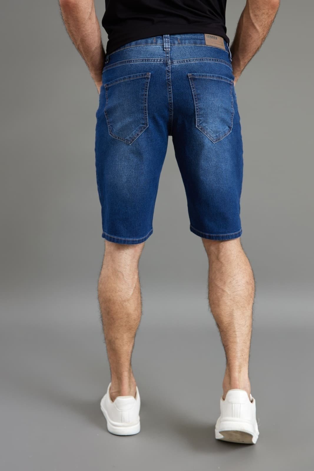 Vista 2 Bermuda Jeans Masculina Slim Fit Marmorizada LEMIER azul