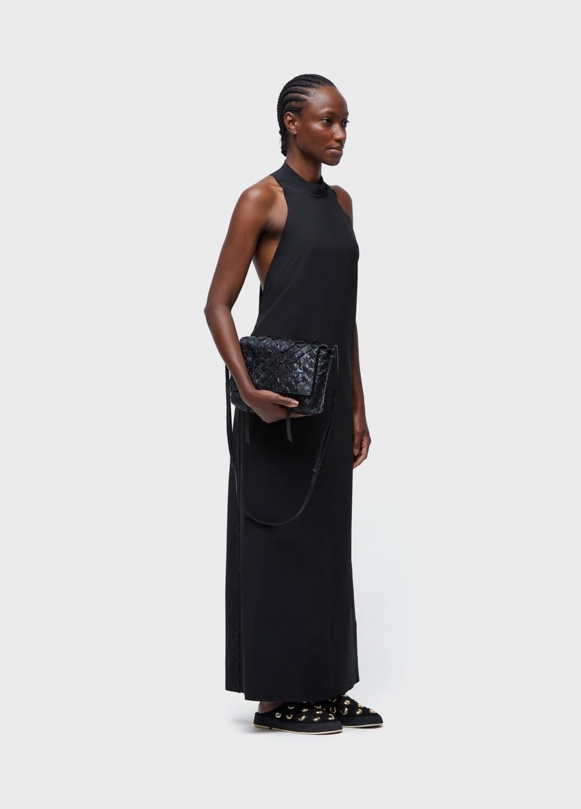 Vista 2 Vestido raglan superlight double face Osklen preto