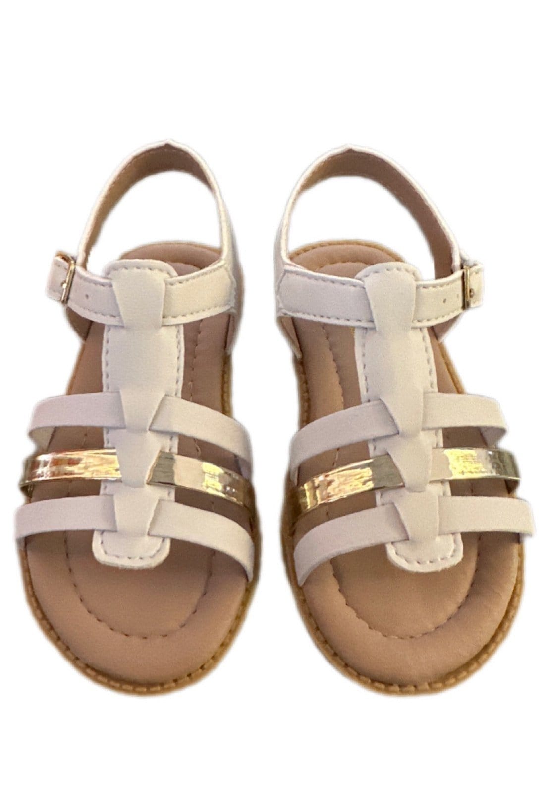 Vista 2 Infantil - Sandália menina de tiras Solzim Branca e SOLZIM CALÇADOS branco/dourado