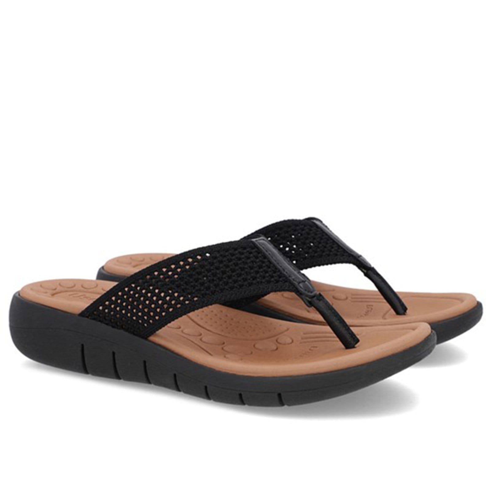 Vista 2 Chinelo Usaflex Salto Rasteiro Tricot Confortável 001 Usaflex preto