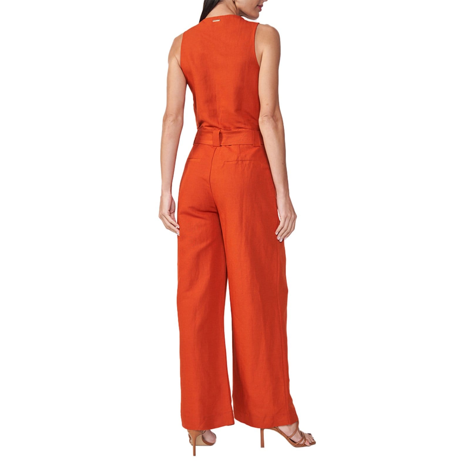 Vista 2 Macacão Linho Colcci Comfort In24 Feminino Colcci laranja