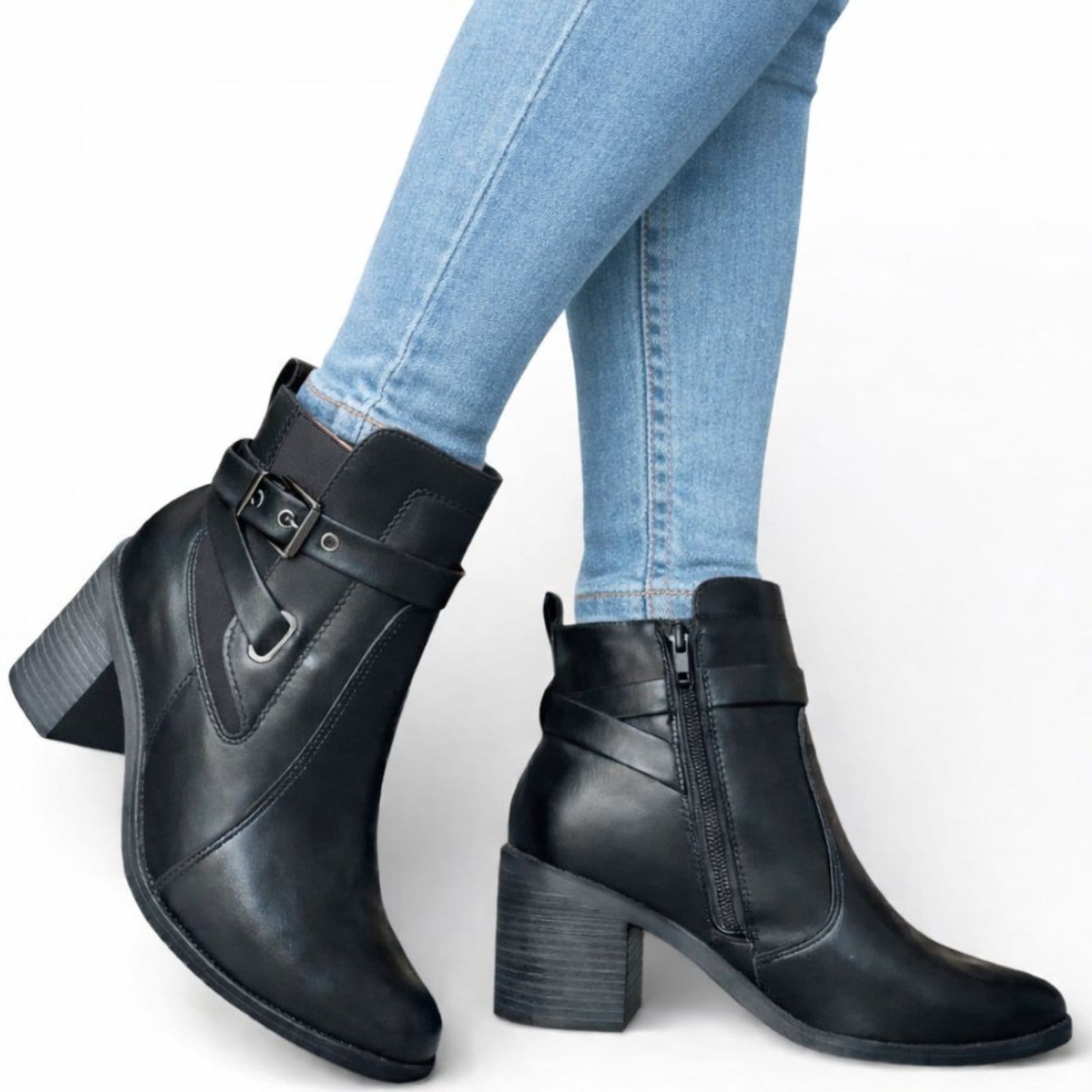 Vista 2 Bota Feminina Cano Curto Salto Bloco Médio Comfortflex 2599332 Comfortflex preto