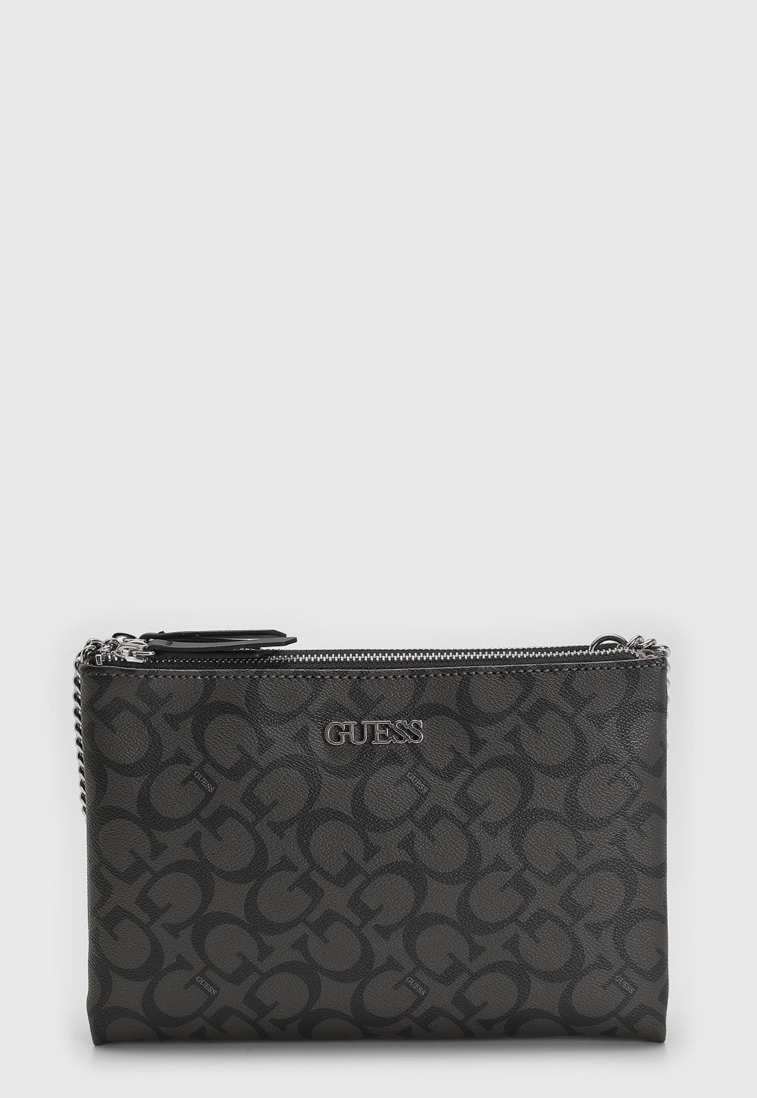 Bolsa Feminina Guess Monograma Alça Corrente Preta