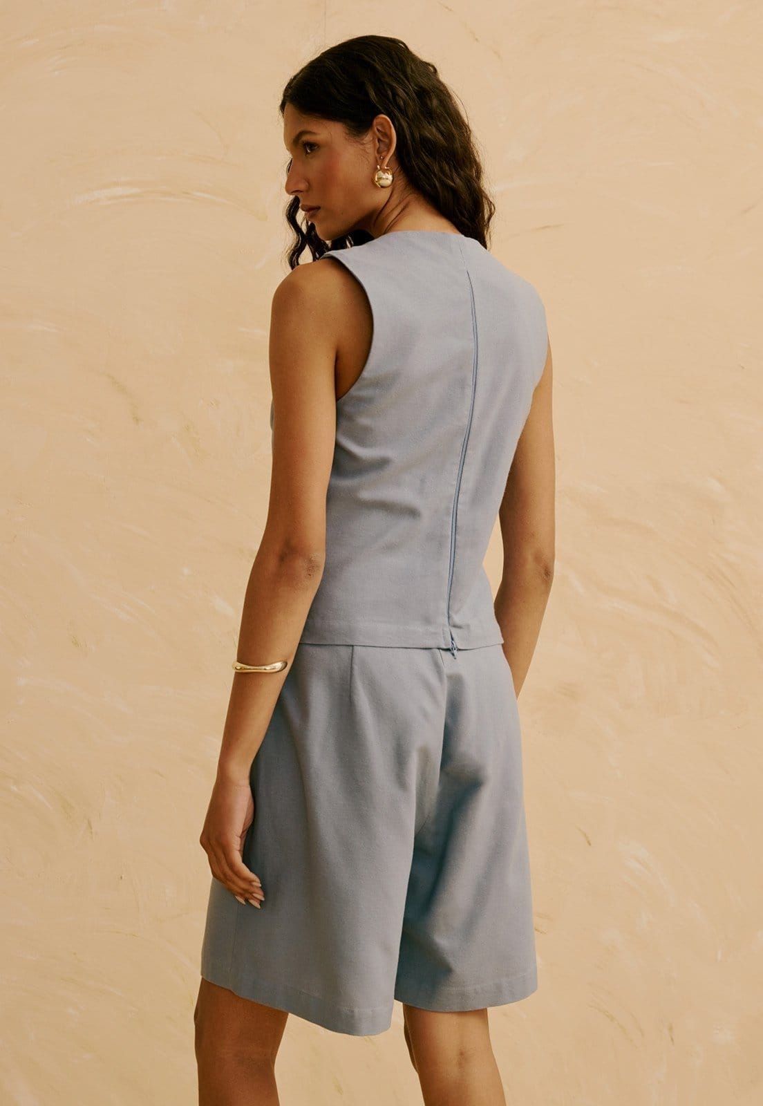 Vista 2 Bermuda Lisa édia CaCay azul