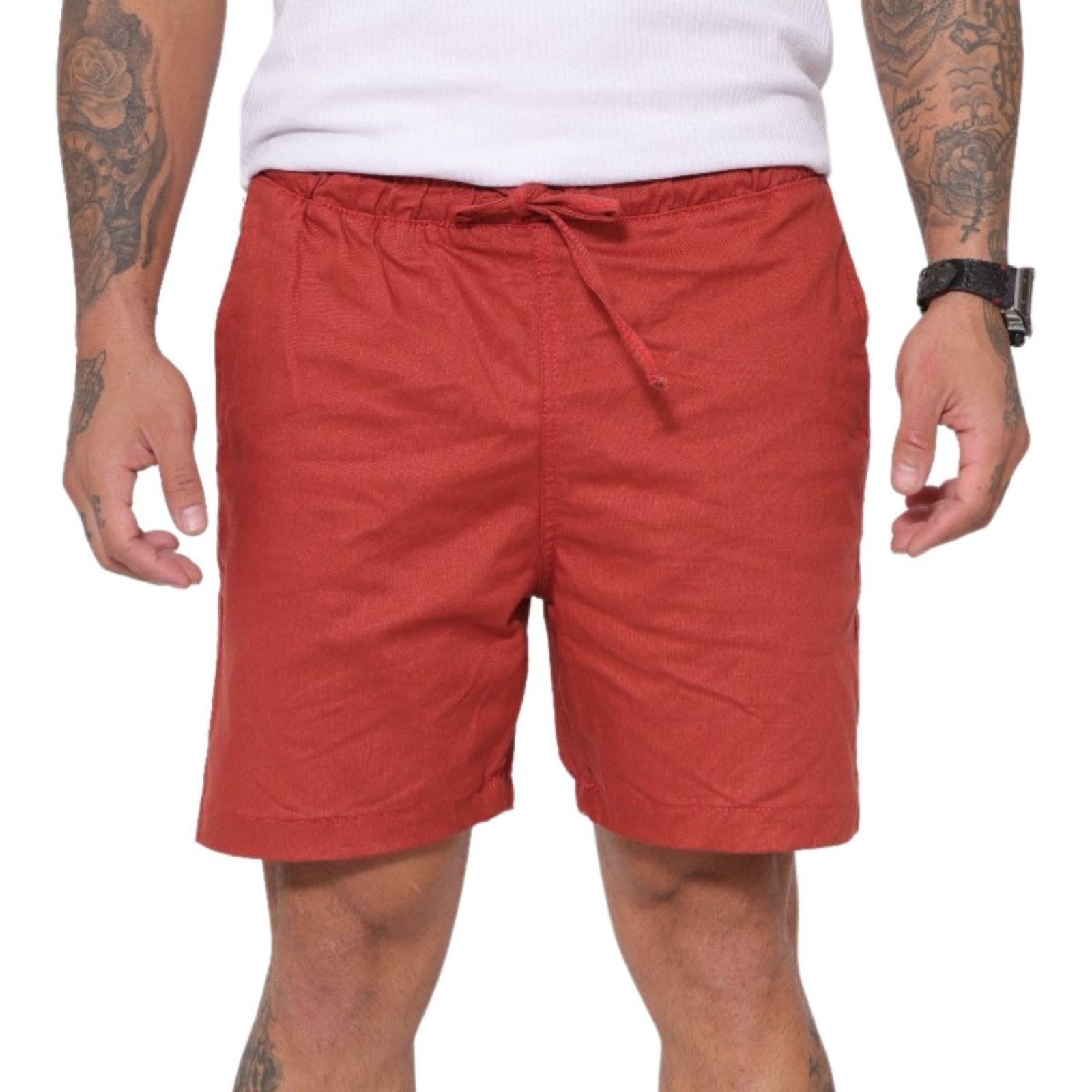 Bermuda Masculina Com Elastico Na Cintura Alleppo Jeans Austin Ferrugem