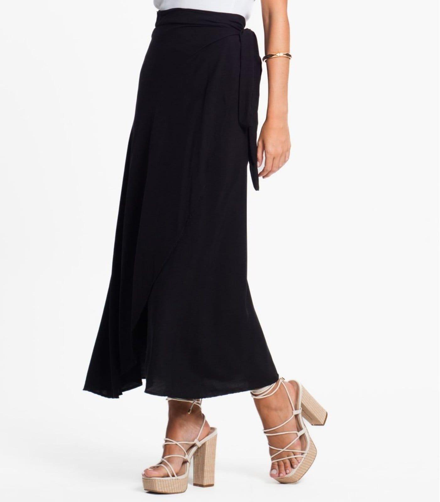 Vista 2 Saia Midi Amarração Envelope Select Select rosa