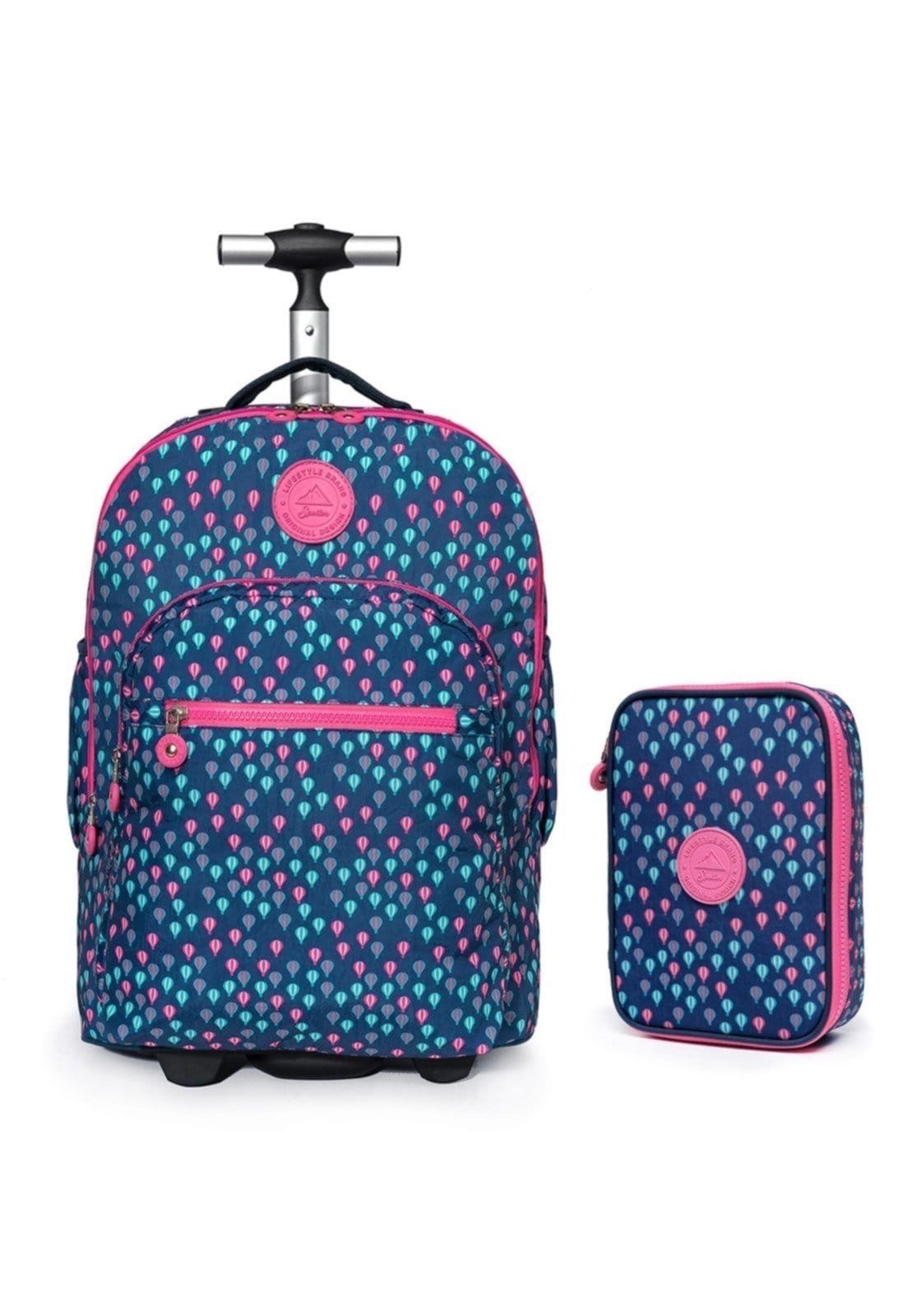 Infantil - Mochila De Rodinha E Estojo De Spector Juvenil Feminina Espaçosa