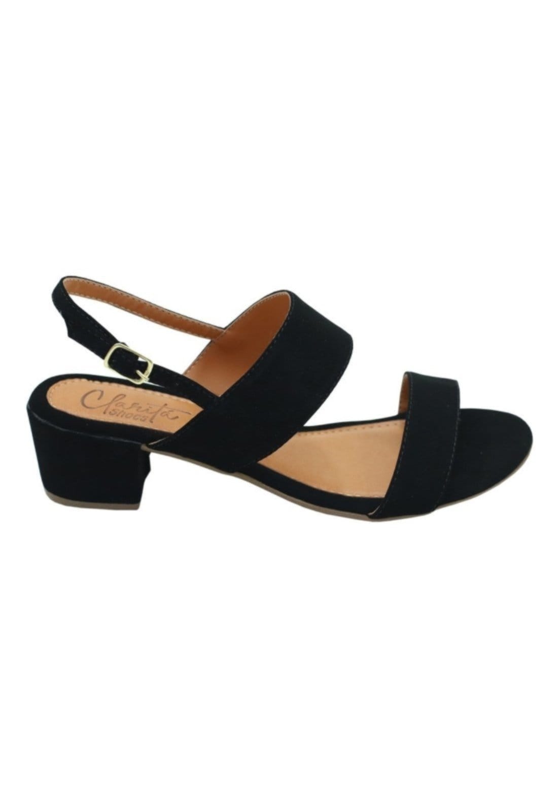 Vista principal Sandália Salto Baixo Donna santa Tradicional Preta Donna Santa preto