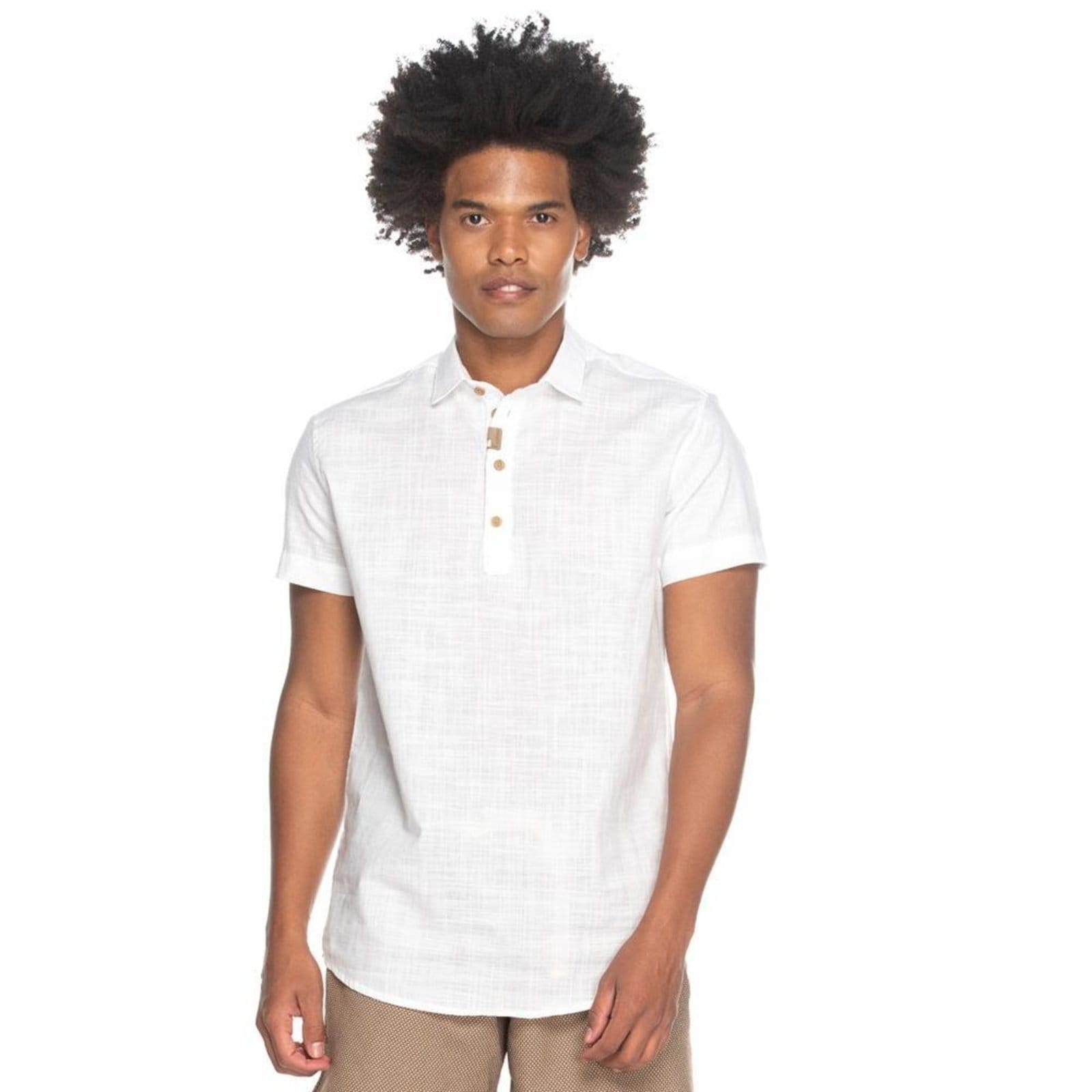 Vista principal Camisa Social Teodoro MC Slim Fit Masculina Algodão Casual G TEODORO CAMISARIA branco