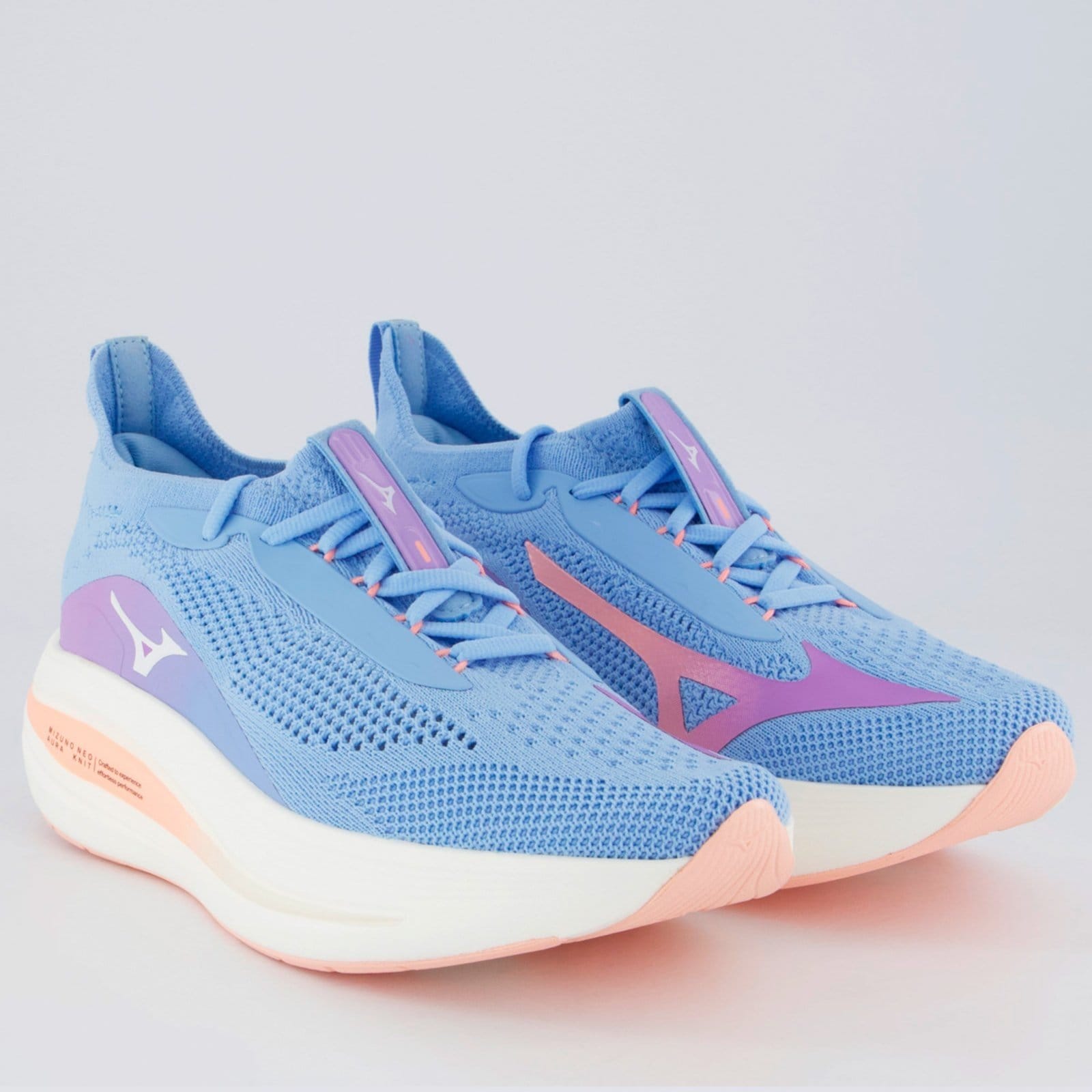 Vista 2 Tênis Mizuno Neo Aura Knit Feminino Claro Mizuno azul