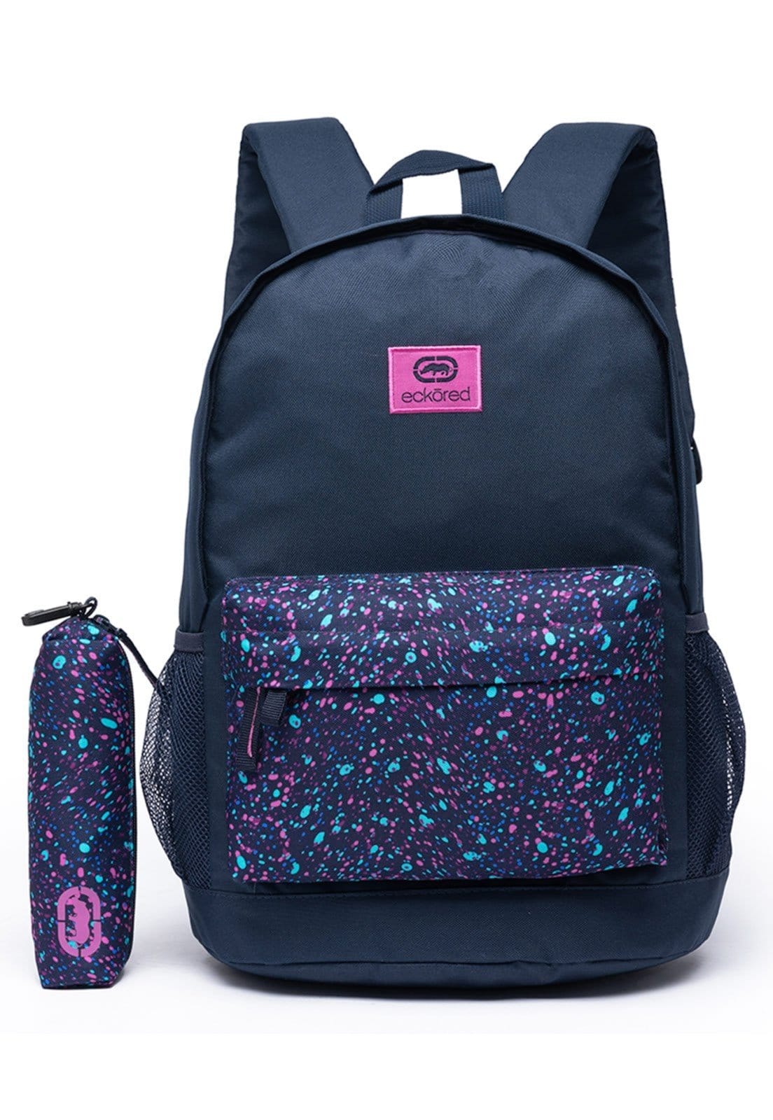 Vista principal Mochila Feminina Ecko Estojo Casual Escolar Faculdade Original Ecko azul