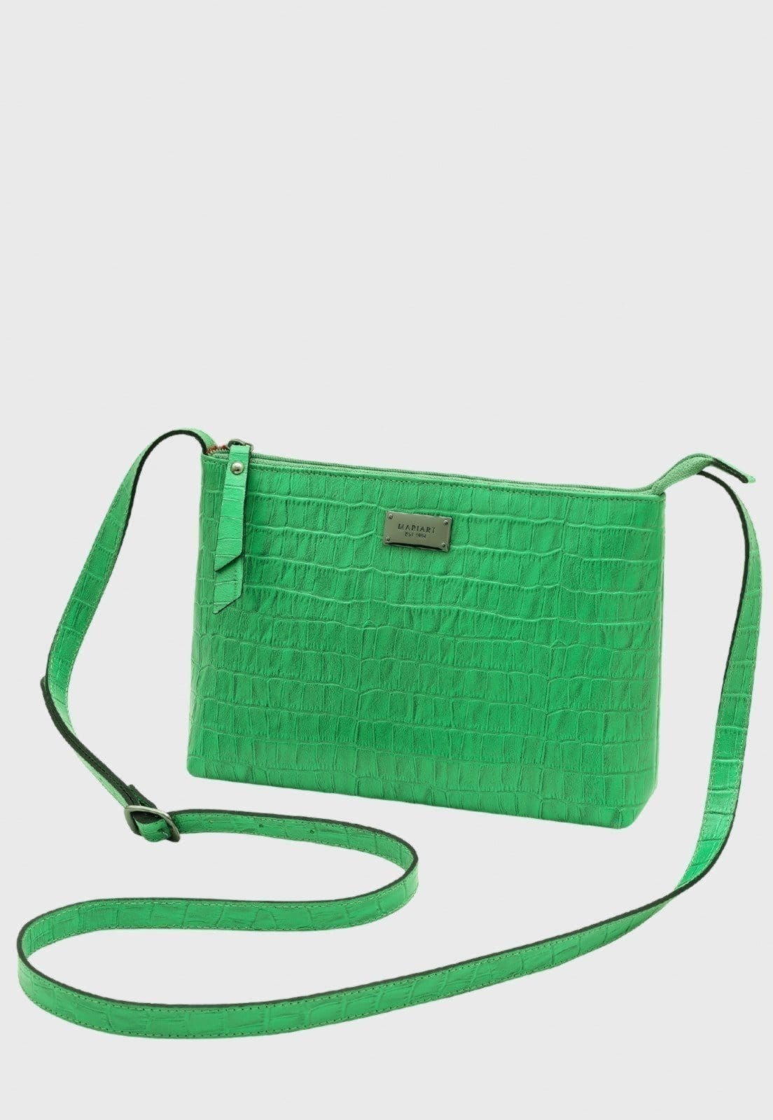 Vista principal Bolsa Transversal Couro Mariart 2190MRT Pop Croco Green Mariart verde green