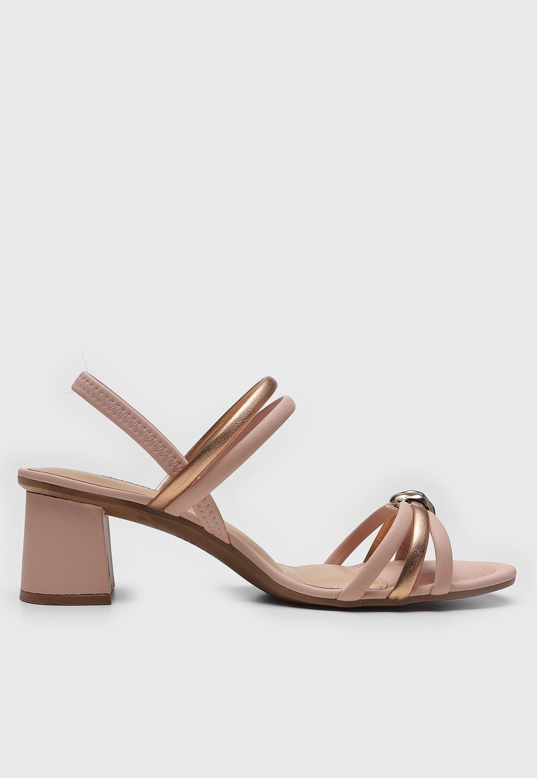 Vista 2 Sandália Feminina Dakota Salto Bloco Metalizada Dakota rosa