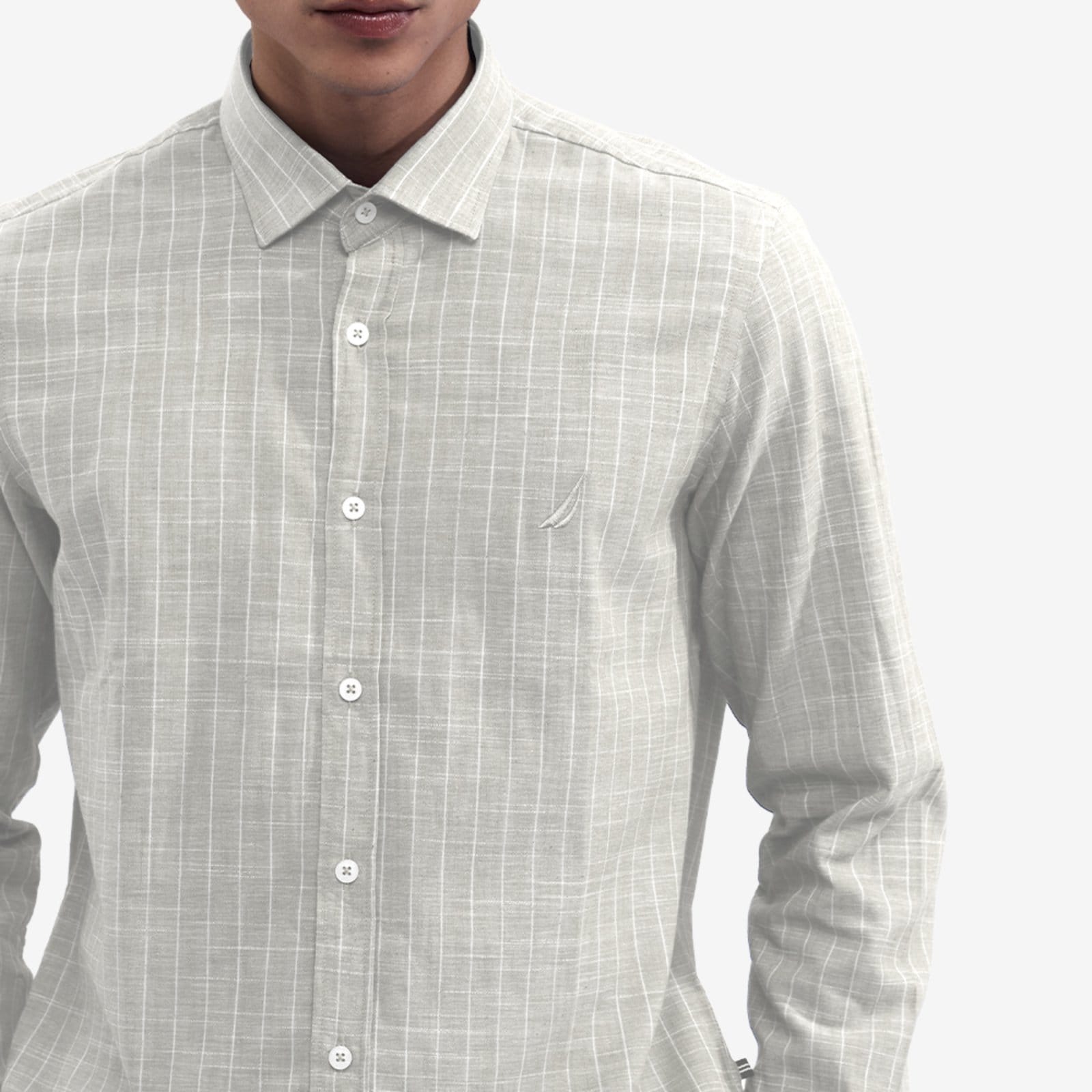 Vista 2 Camisa Nautica Manga Longa Listrada Off White Nautica off-white white