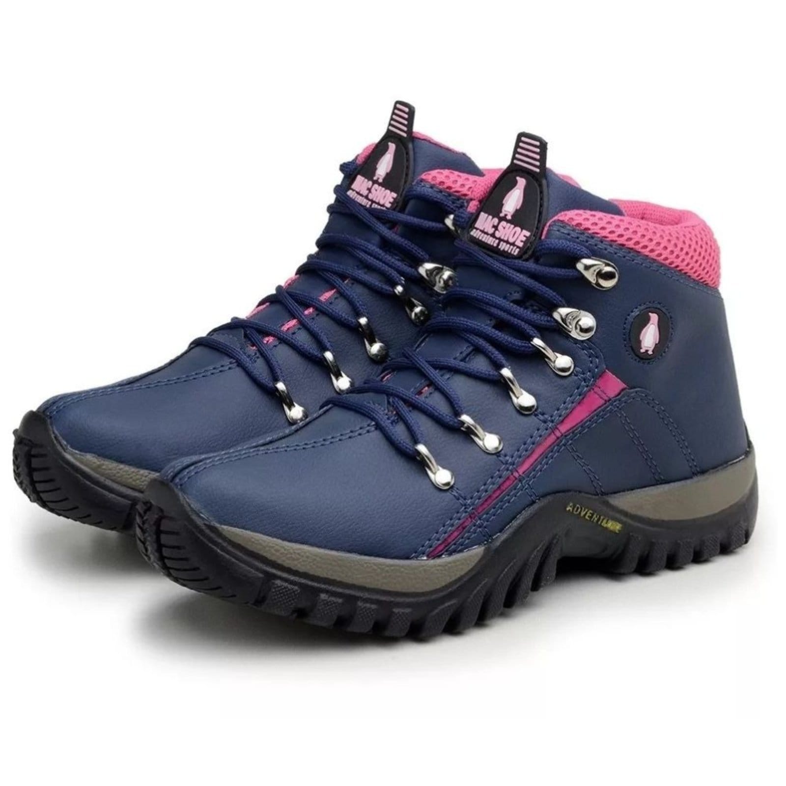 Vista 2 Bota Coturno Bia Ramos Adventure Feminino para Trilha Trekking Confortavel Pink Bia Ramos azul/azul marinho/pink azul