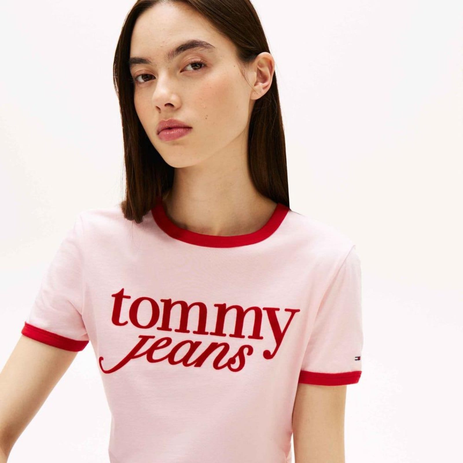 Vista 2 Camiseta Slim com Logo - EGG Tommy Jeans rosa