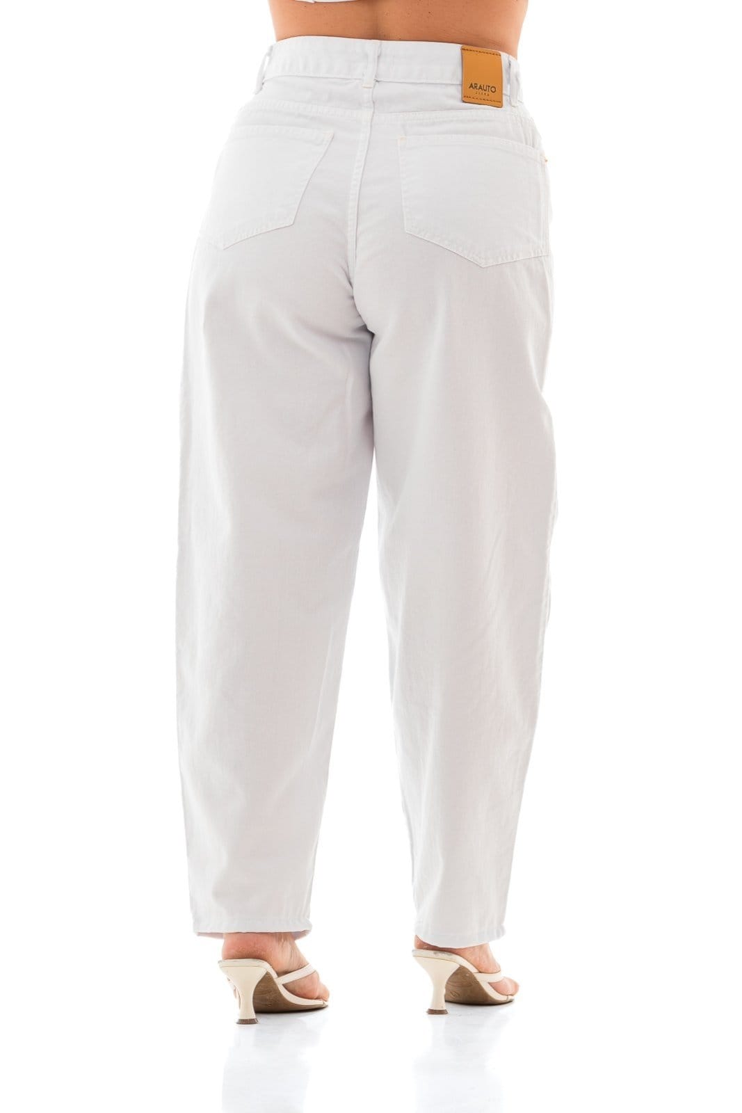 Vista 2 Calça Collor Feminina Arauto Wide Balloon ARAUTO JEANS branco/jeans