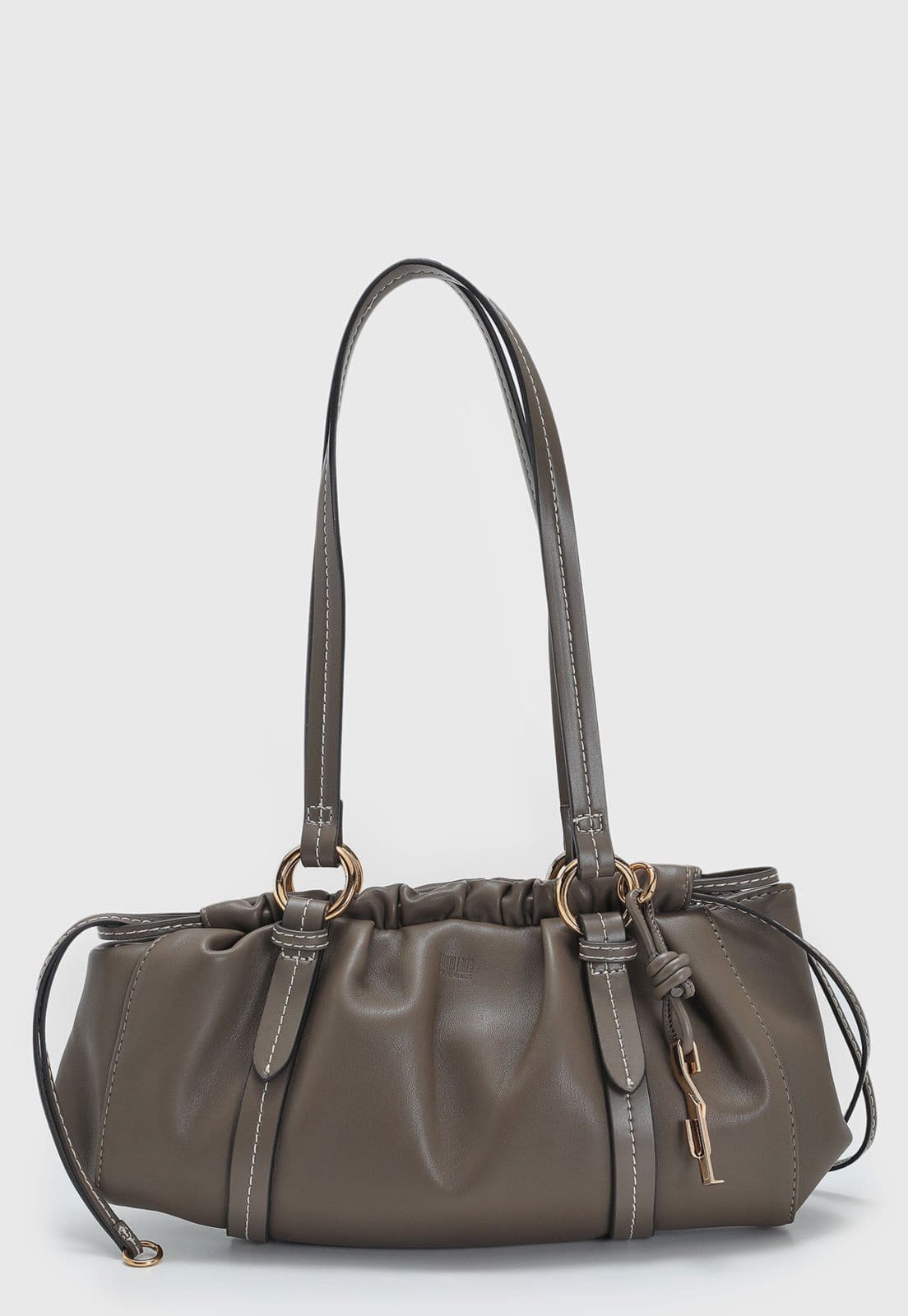 Vista 2 Bolsa Feminina Santa Lolla Grande Drapeada Taupe Santa Lolla marrom