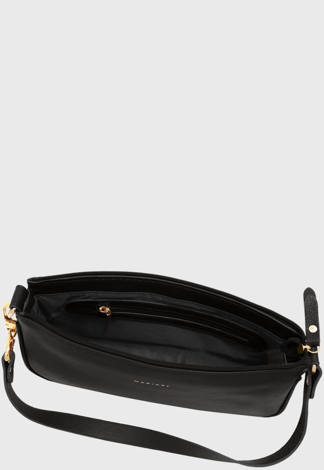 Vista 2 Bolsa Shoulder Couro Mariart Cacau Preta Floater Mariart preto