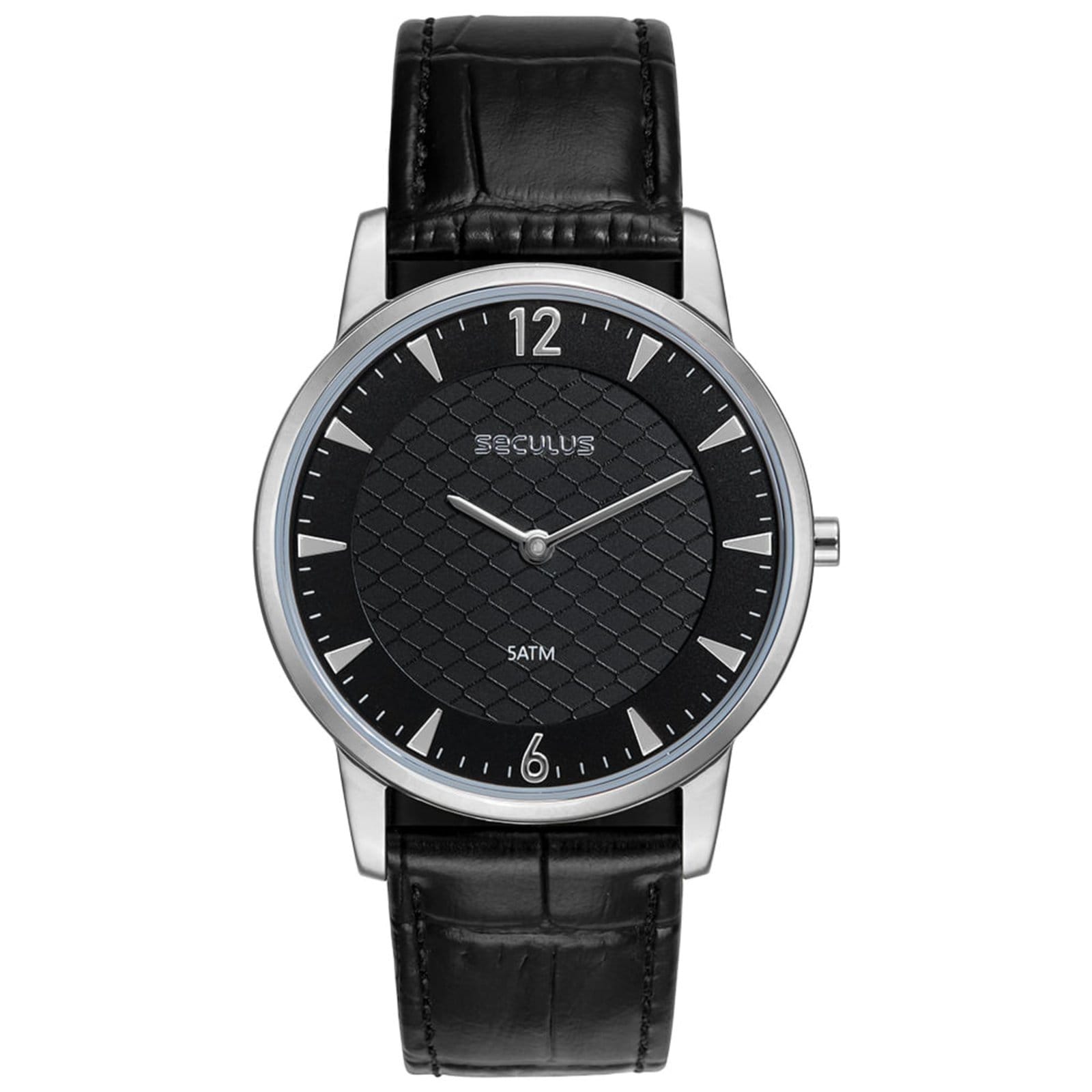 Vista principal Relógio Masculino Seculus Analógico Minimalista Prata Seculus preto