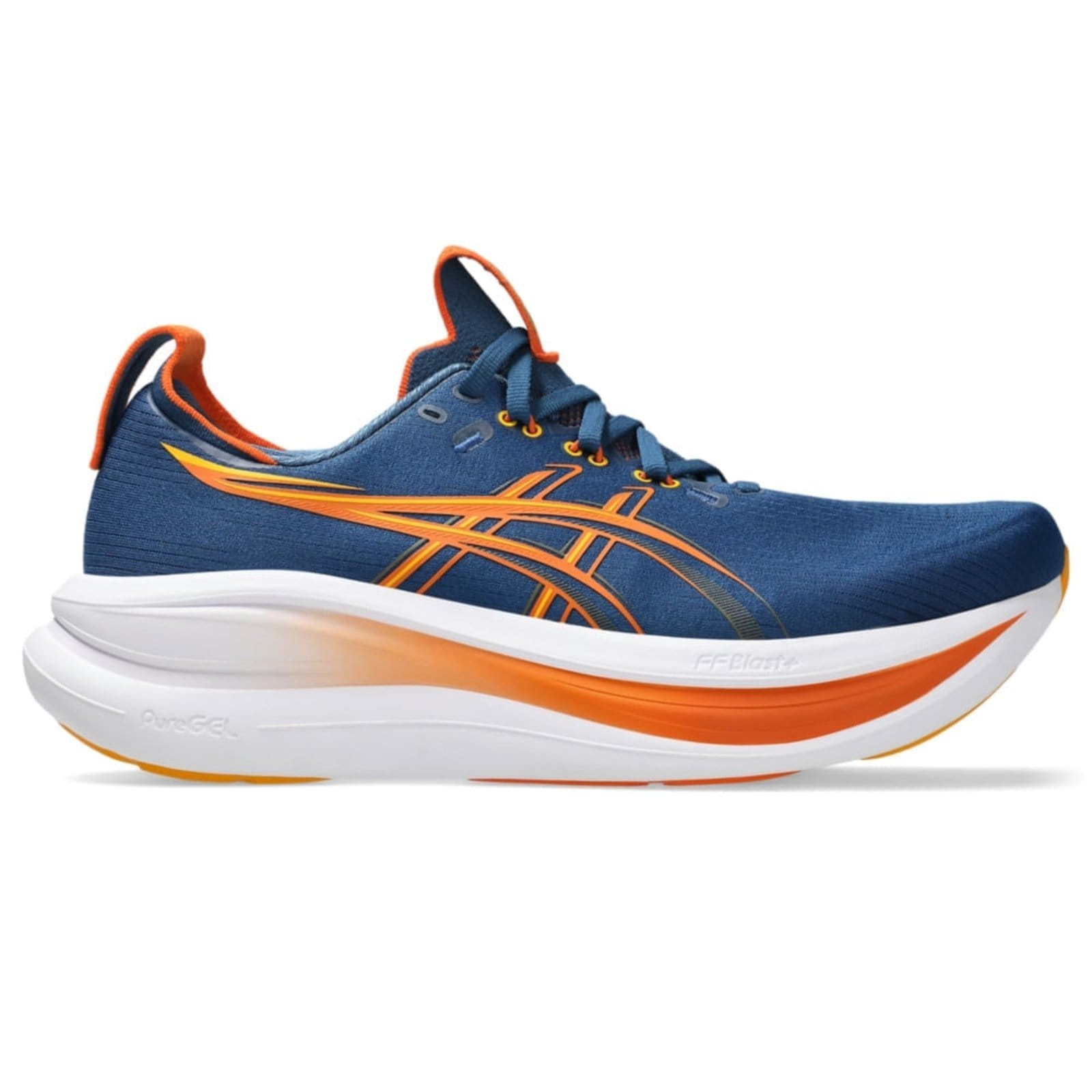 Vista 2 Tênis ASICS GEL Nimbus 28 - Masculino Amarelo ASICS azul
