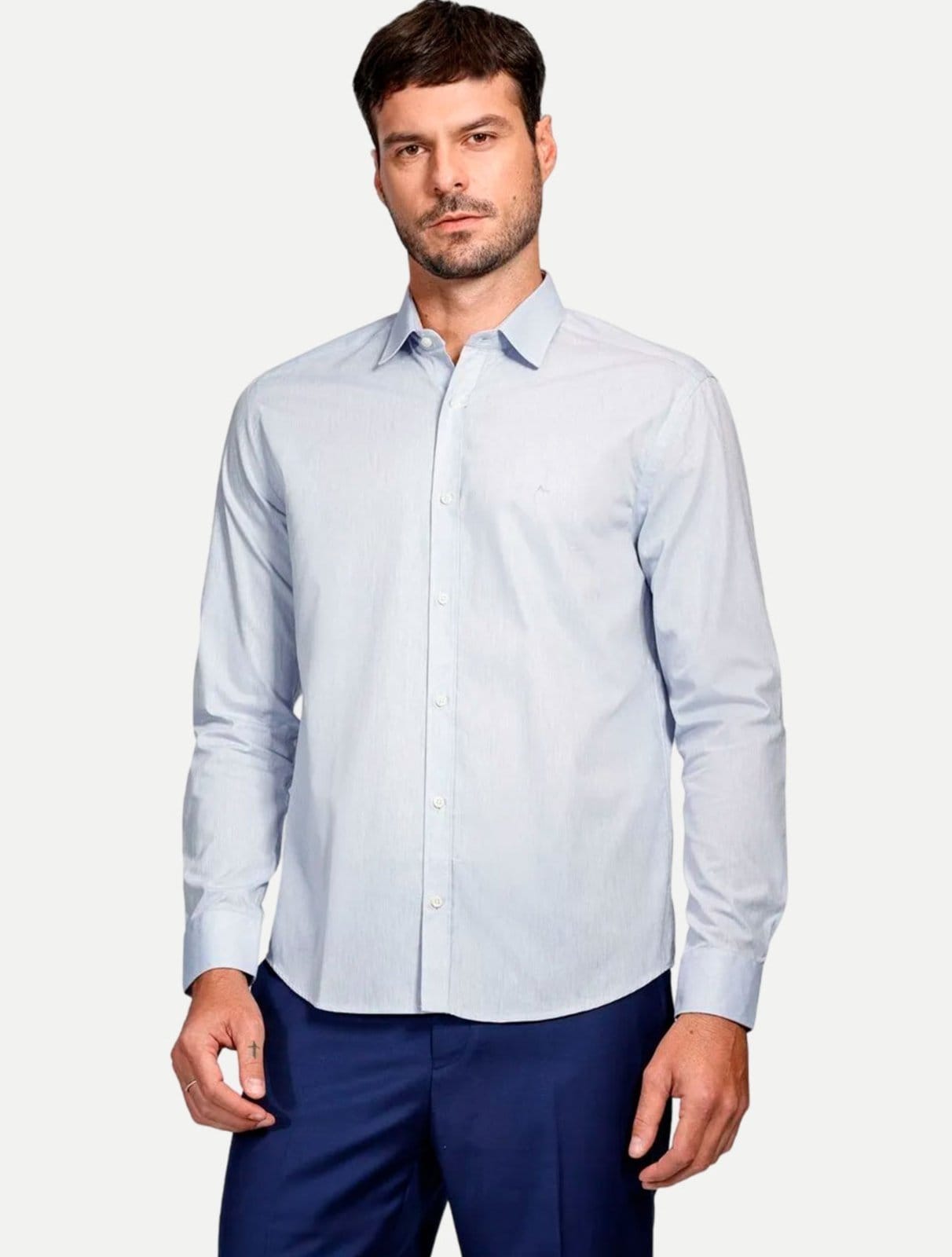 Vista principal Camisa Aramis Slim Tricoline Liso ML020716 Clássico Aramis azul
