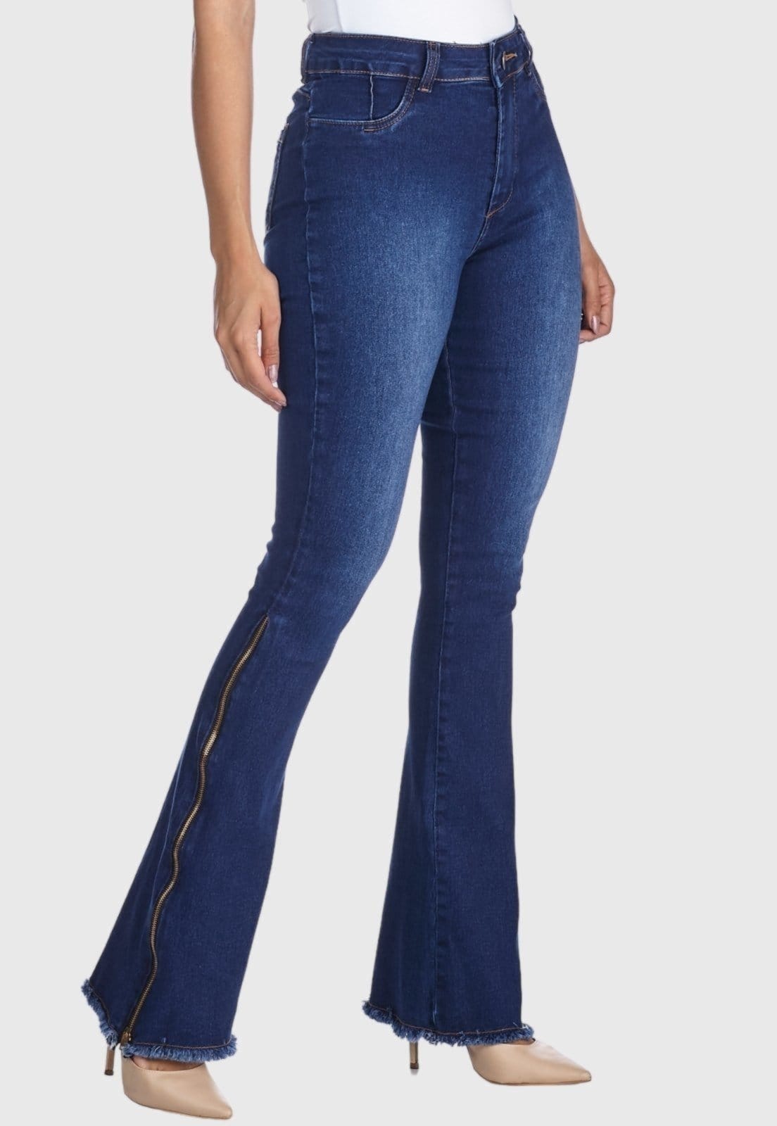 Vista principal Calça Jeans HNO Jeans Flare Com Barra Desfiada HNO Jeans azul