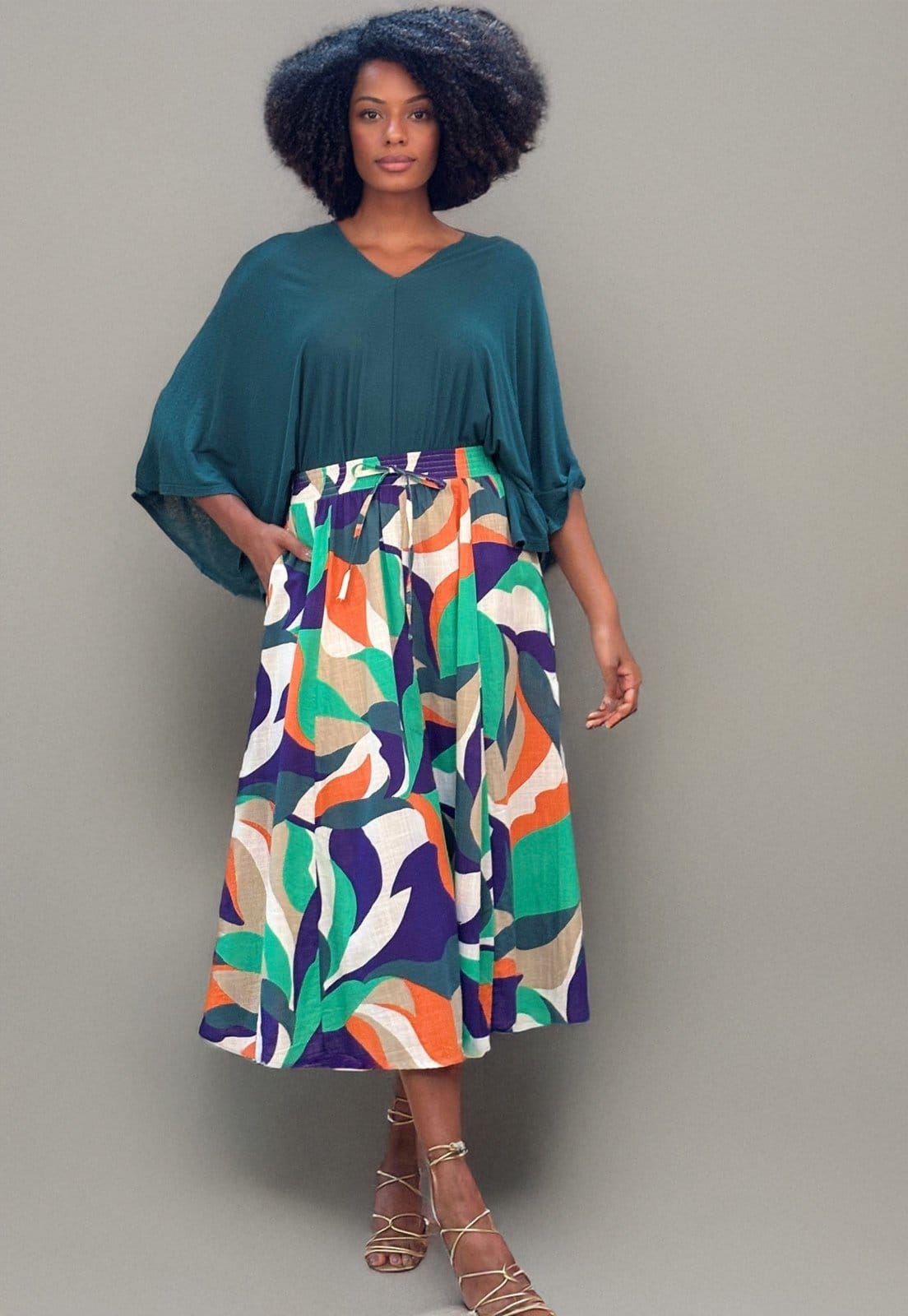 Saia Amazonia Vital Longa Viscose Estampa Brisa do Mar