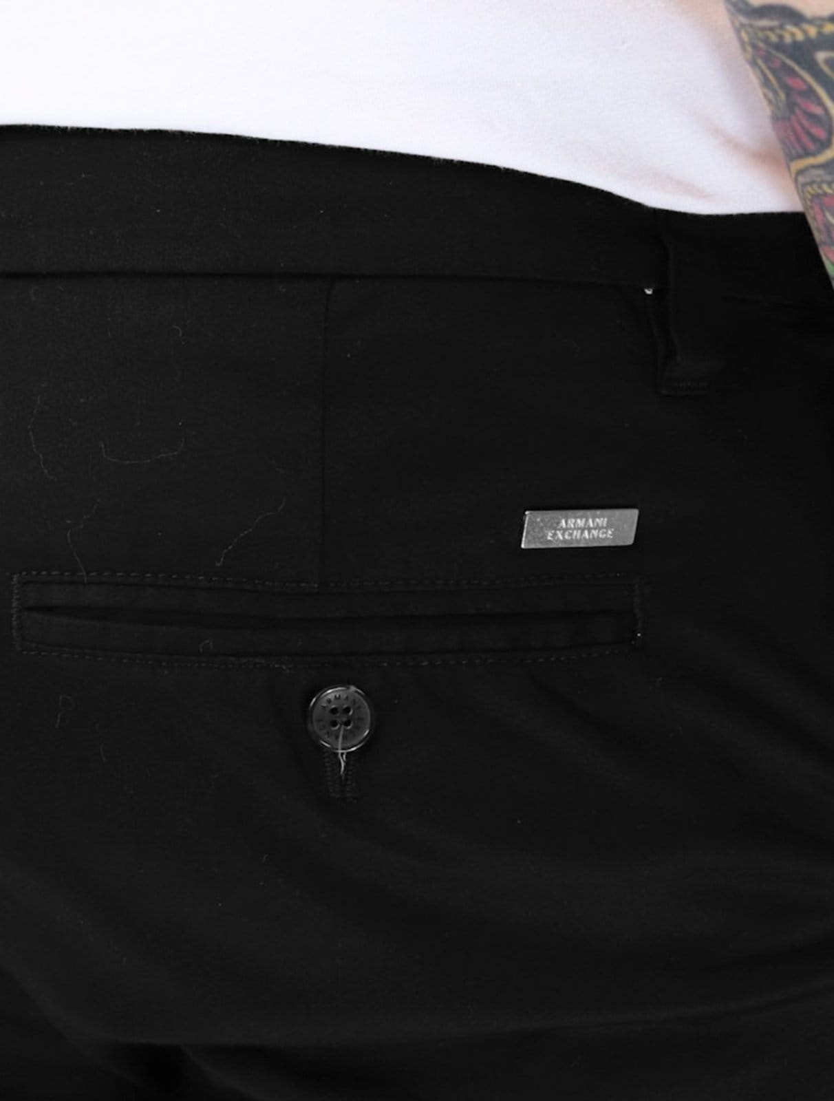 Vista 2 Calça Armani Exchange Masculina Social Stretch Chino Preta Armani Exchange preto