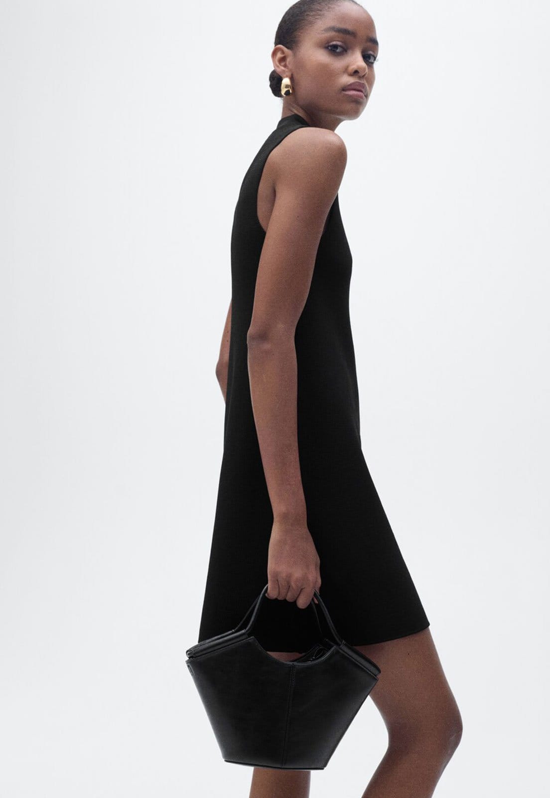 Vista principal Vestido Mango Curto Tricot Mango preto