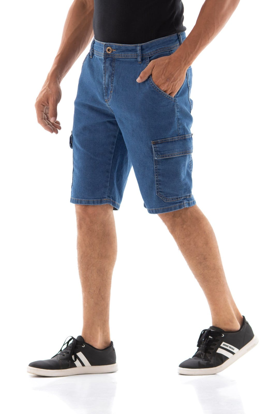 Vista 2 Bermuda Masculina Arauto Confort Cargo ARAUTO JEANS azul/jeans
