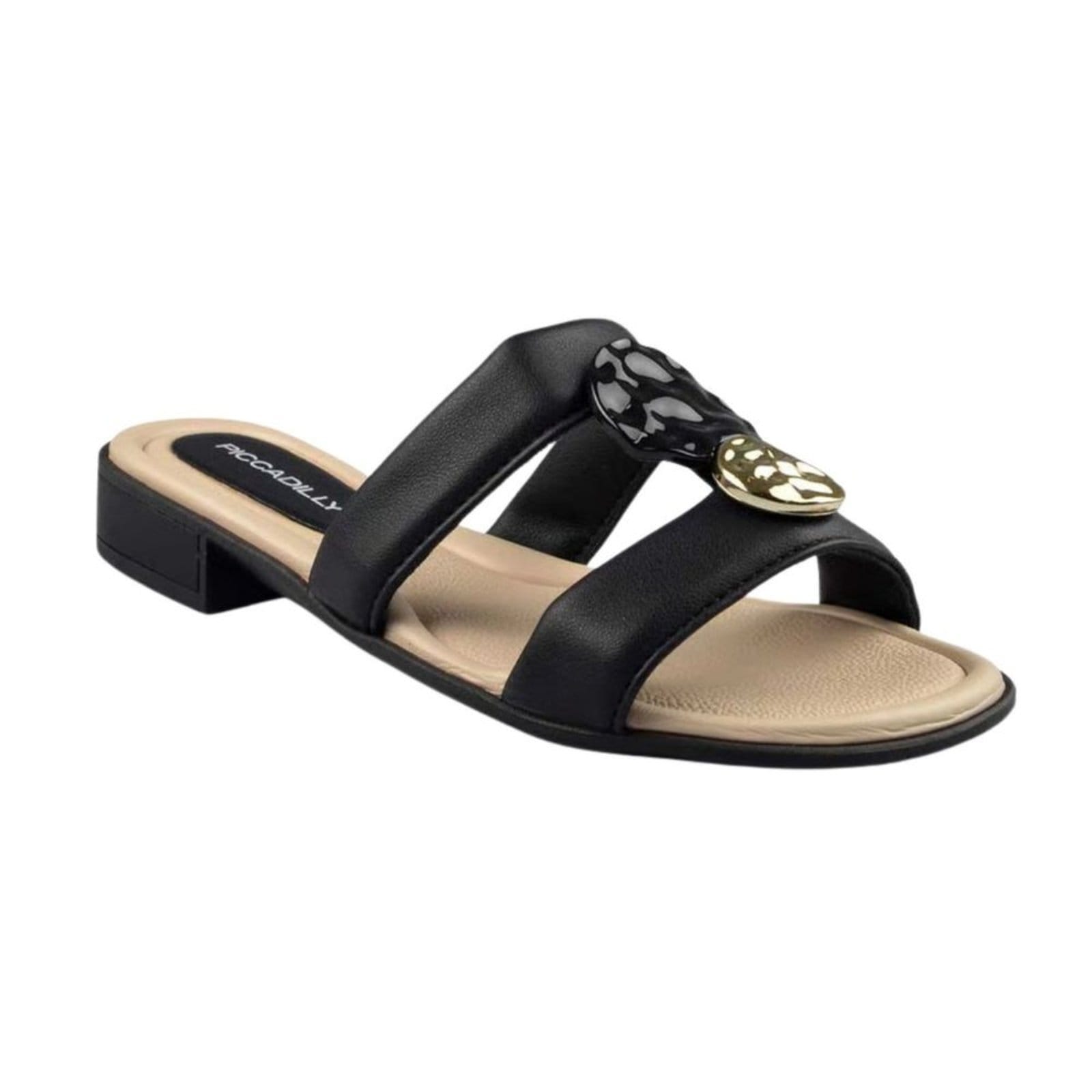 Vista 2 Tamanco Feminino Salto Baixo Grosso Piccadilly Piccadilly preto