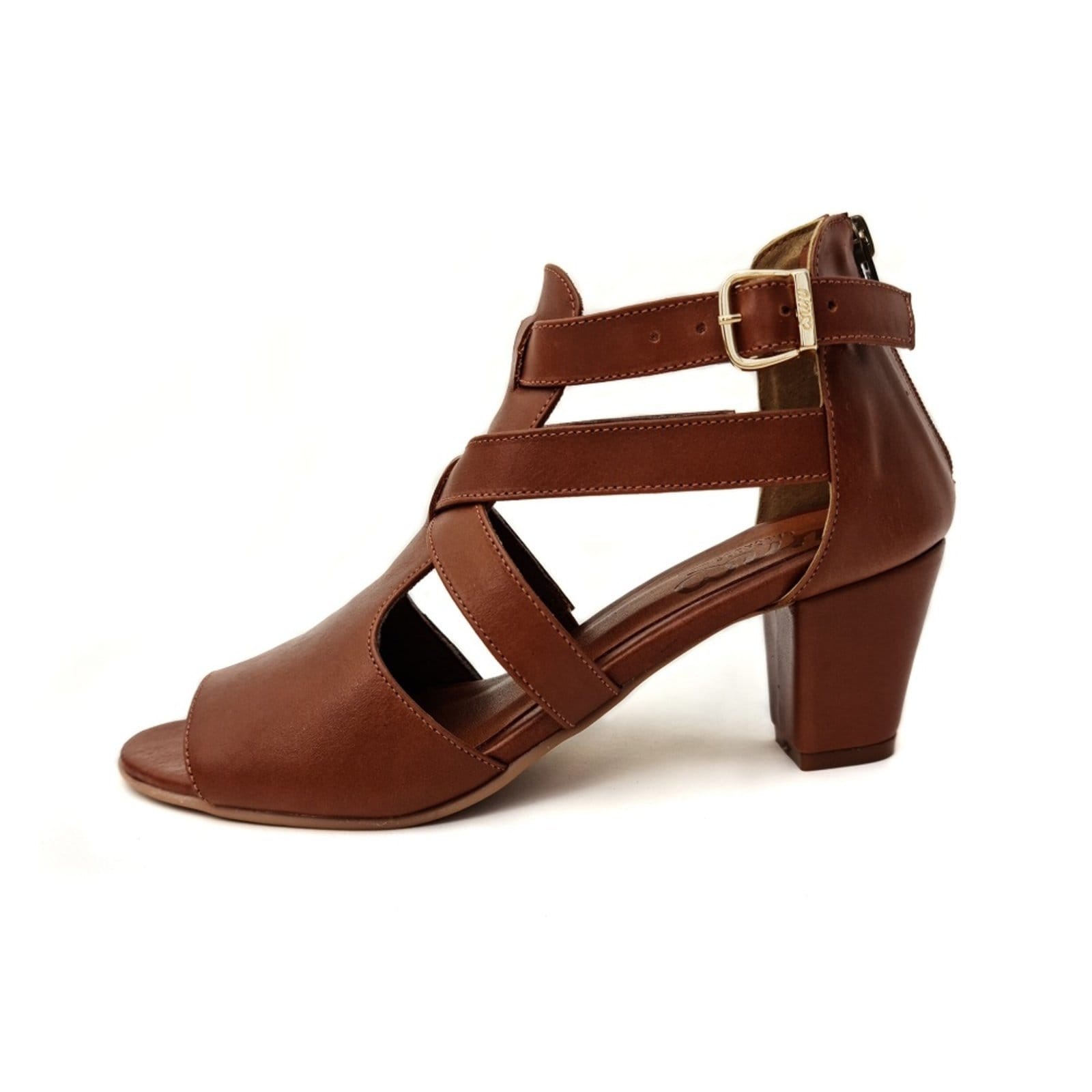 Vista 2 Sandália Couro Ankle Boot Amo Calçados Sophia Amêndoa Amo Calçados marrom