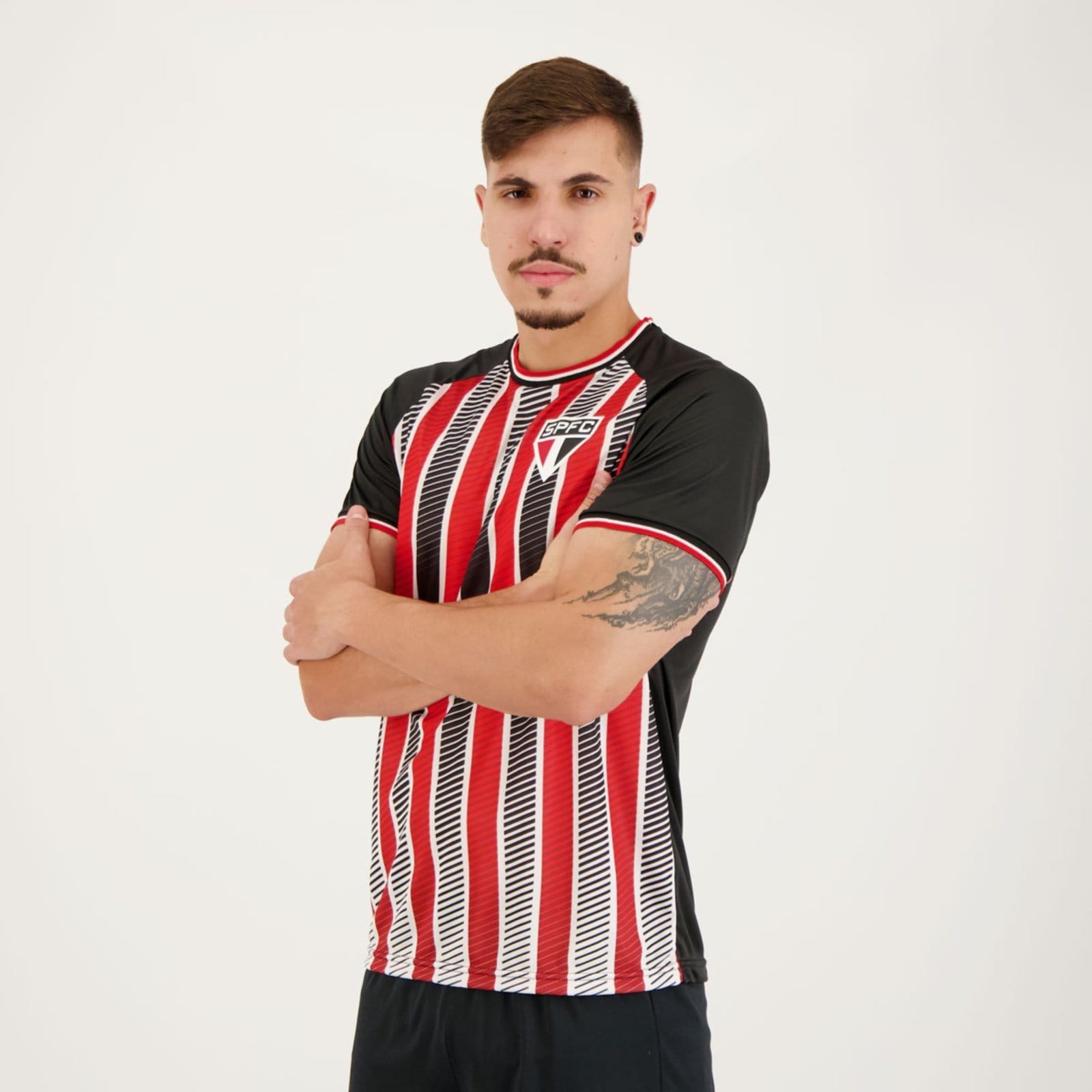 Vista 2 Camisa São Paulo Arrows Preta Vermelha e Branca SPR vermelho