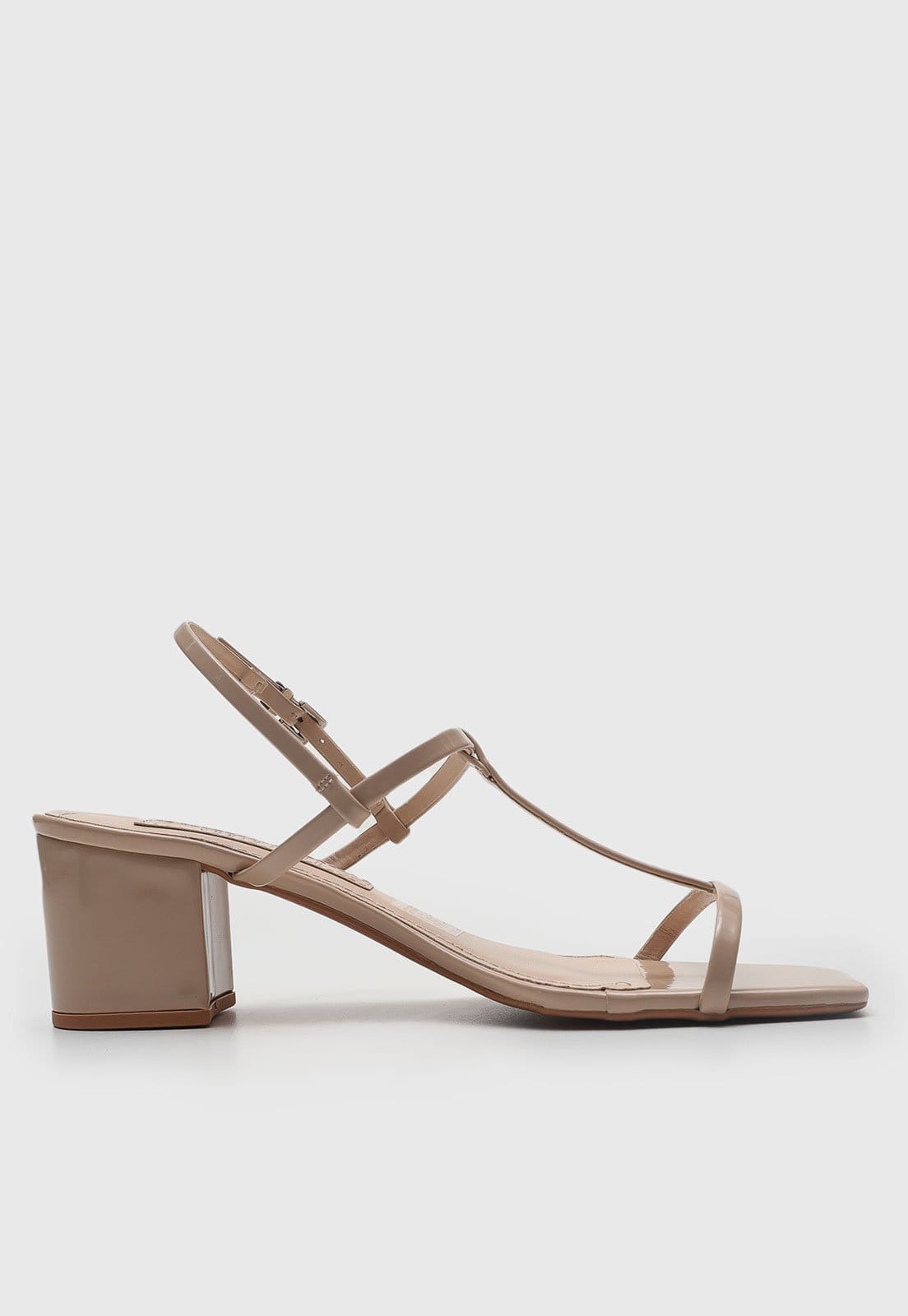 Vista 2 Sandália Feminina Santa Lolla Salto Bloco Bico Quadrado Santa Lolla bege