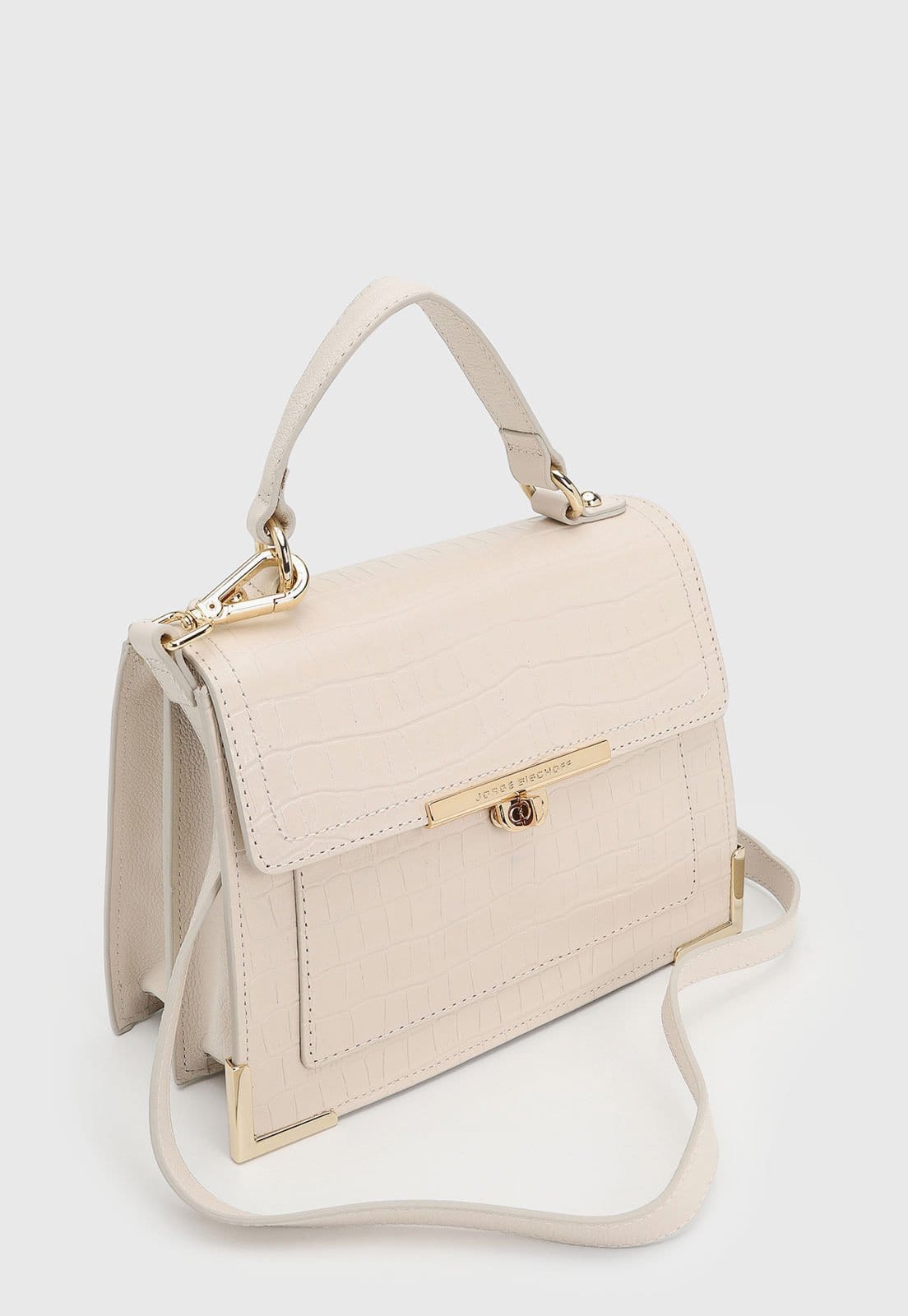 Vista 2 Bolsa Feminina Jorge Bischoff Estruturada Croco Off-White Jorge Bischoff off-white white
