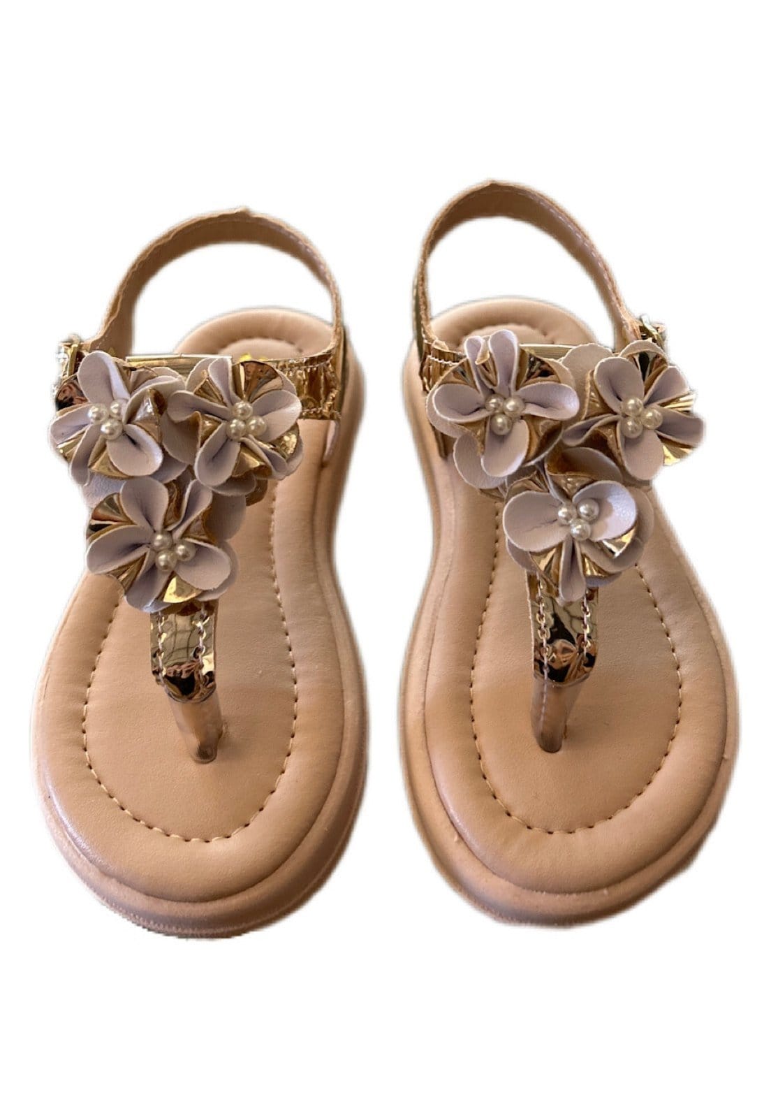 Vista 2 Infantil - Sandalia menina Dedinho de flores para meninas Solzim Dourada SOLZIM CALÇADOS dourado