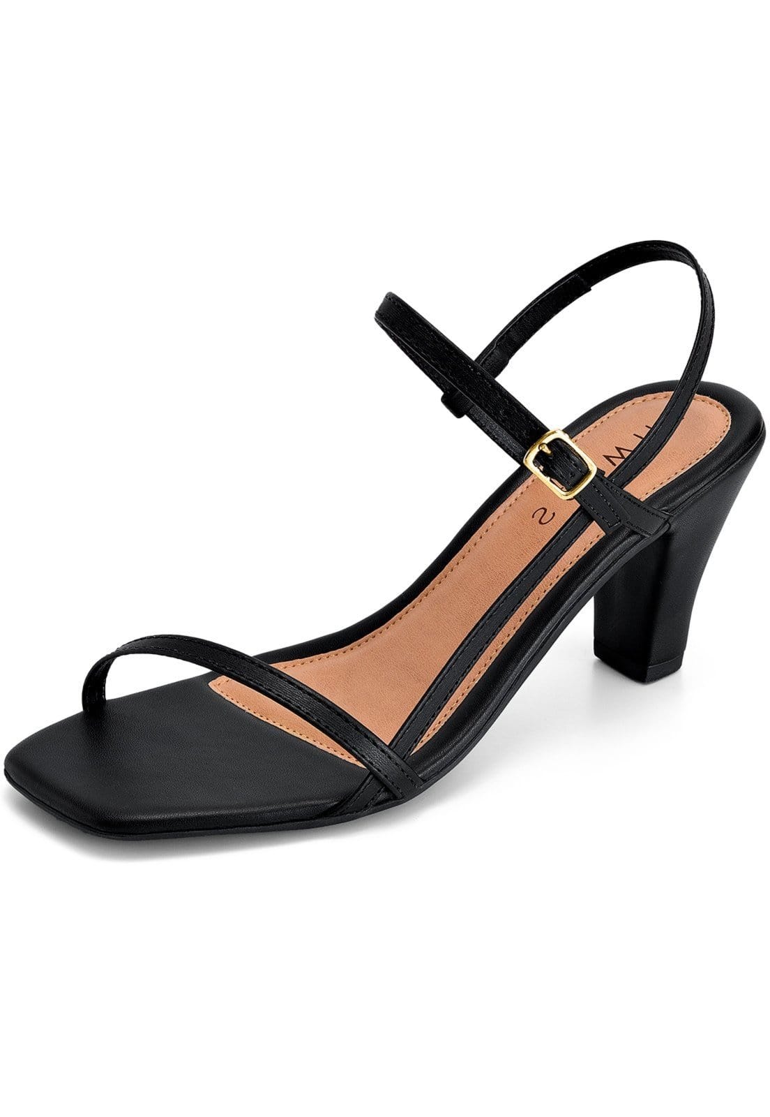 Sandália Feminina Lumiss Salto Fino Bico Quadrado Fivela Delicada Confortável