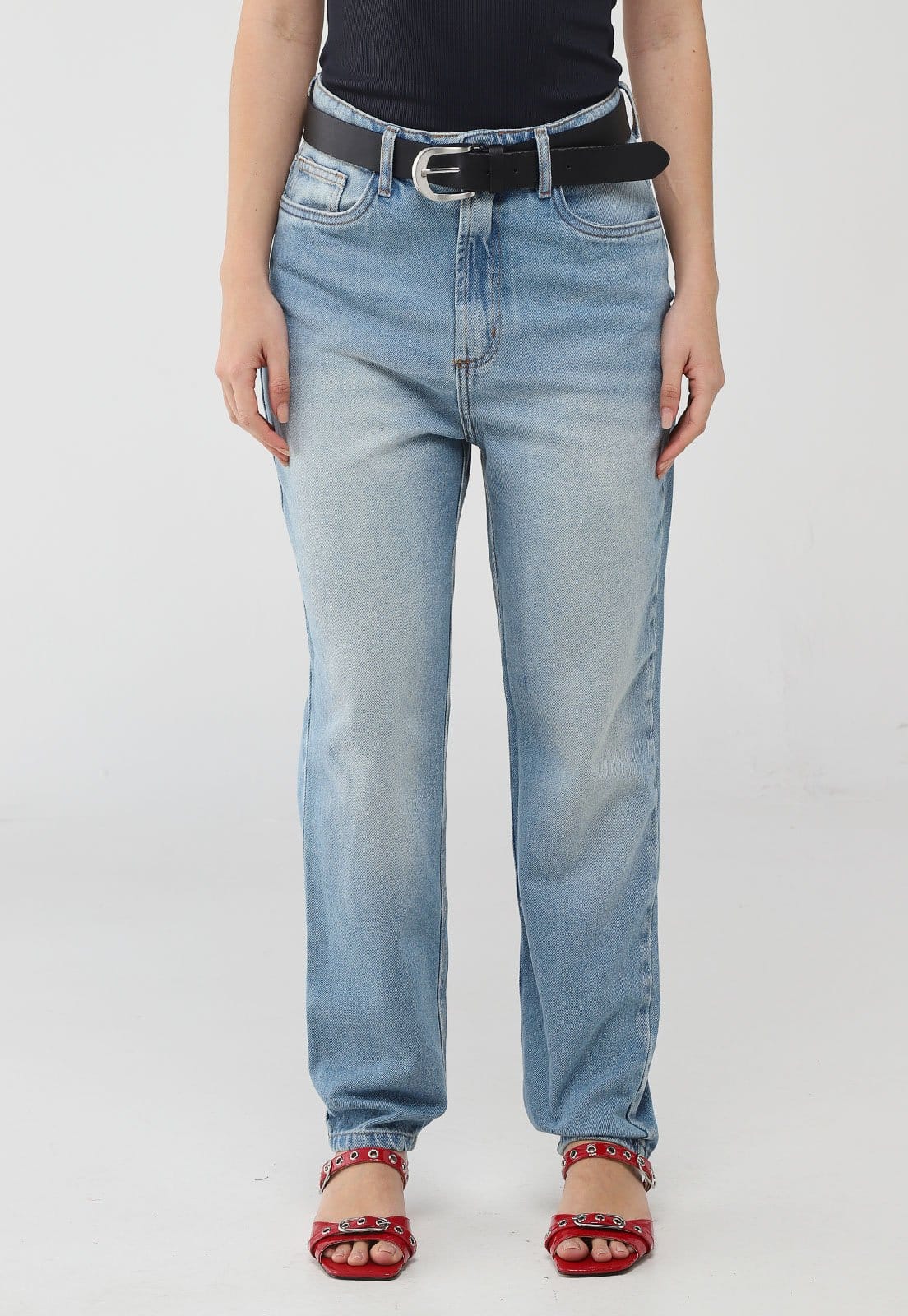 Vista principal Calça Jeans Feminina My Favorite Mom Super Alta Claro My Favorite azul