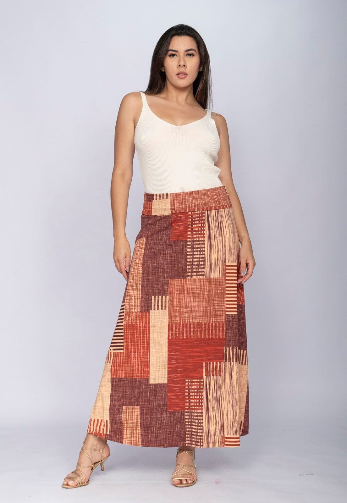 Saia CabanaFree Longa Malha SAZ Estampa Tramas do Sol