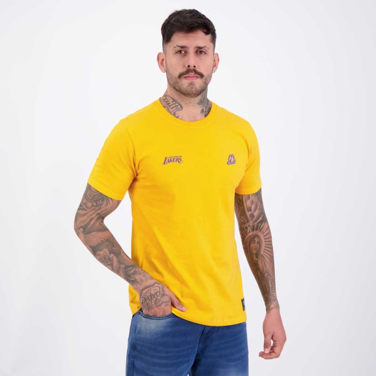 Vista 2 Camiseta NBA Los Angeles Lakers New Look Laranja NBA amarelo