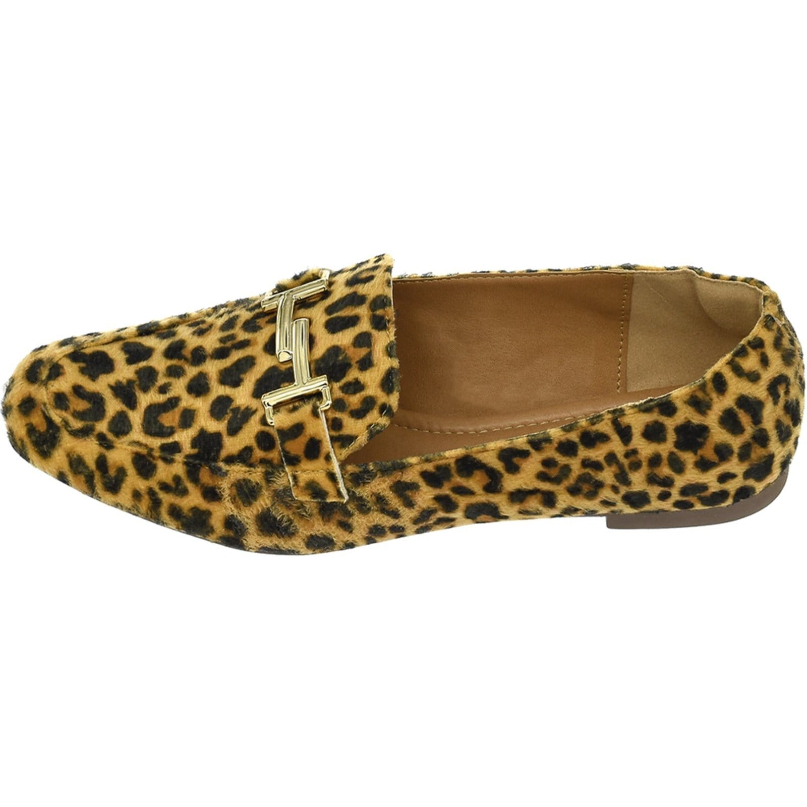 Vista 2 Kit 2 Pares Sapato Feminino Mocassim CM Calçados Bico Quadrado Confort e Ouro Light Monte Shoes dourado/onça